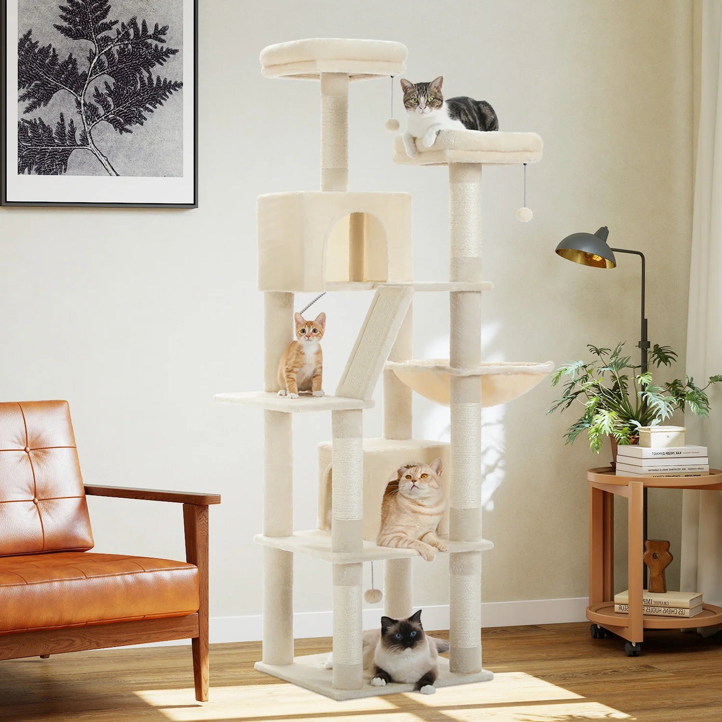 PEQULTICN Multi Level Cat Tree Tower With Condo And Hammock