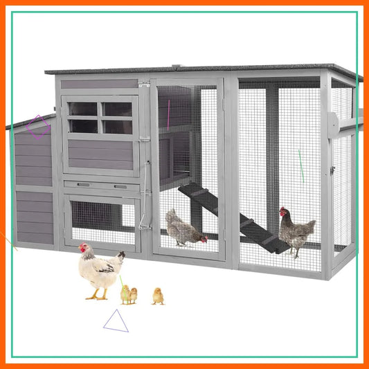 Outdoor Chicken Coop With Wheels Waterproof Roof Nesting Box