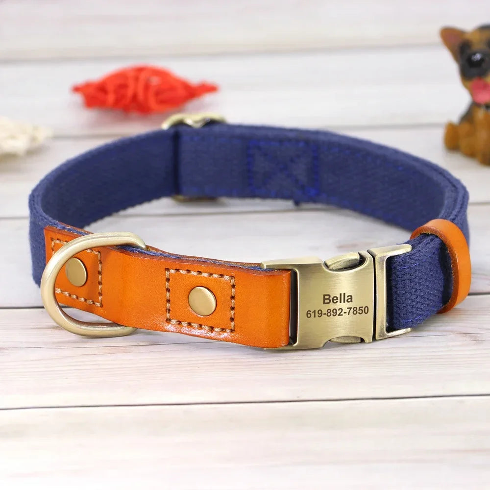 Pet Artist Personalized Nylon Dog Collar Leash Set Engraving