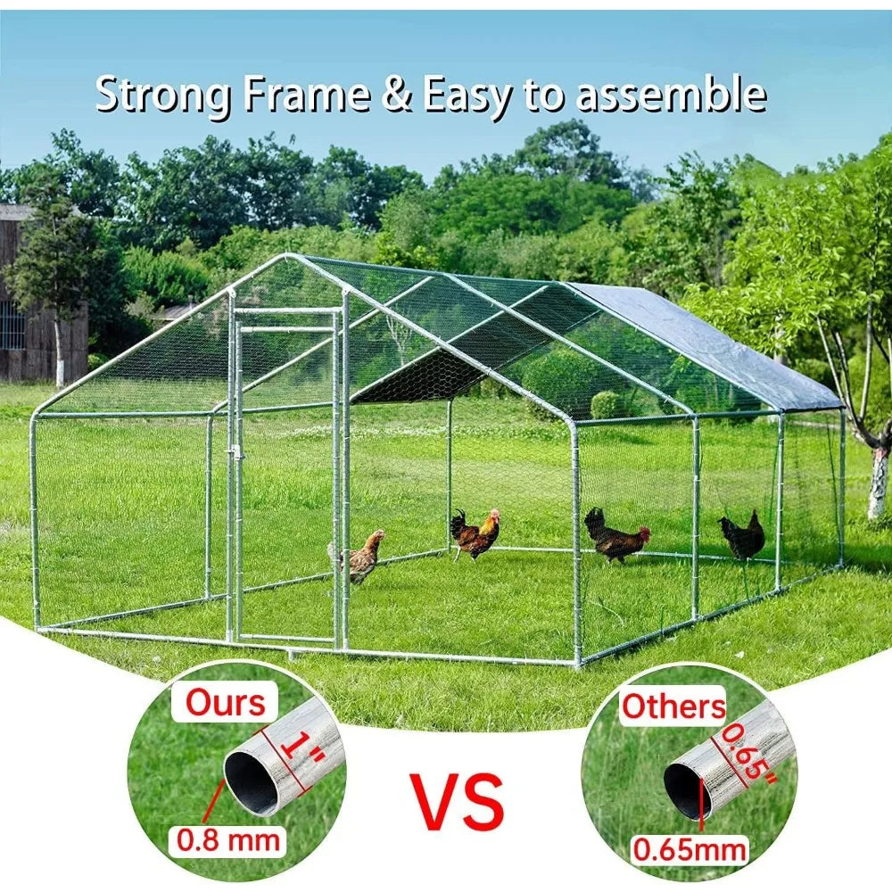 Galvanized Outdoor Chicken Coop With Run Walk In Pen