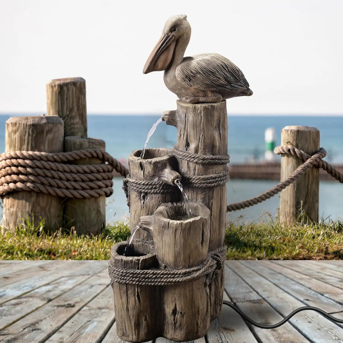 Outdoor 3-Tier Waterfall Fountain With Pump for Patio Garden
