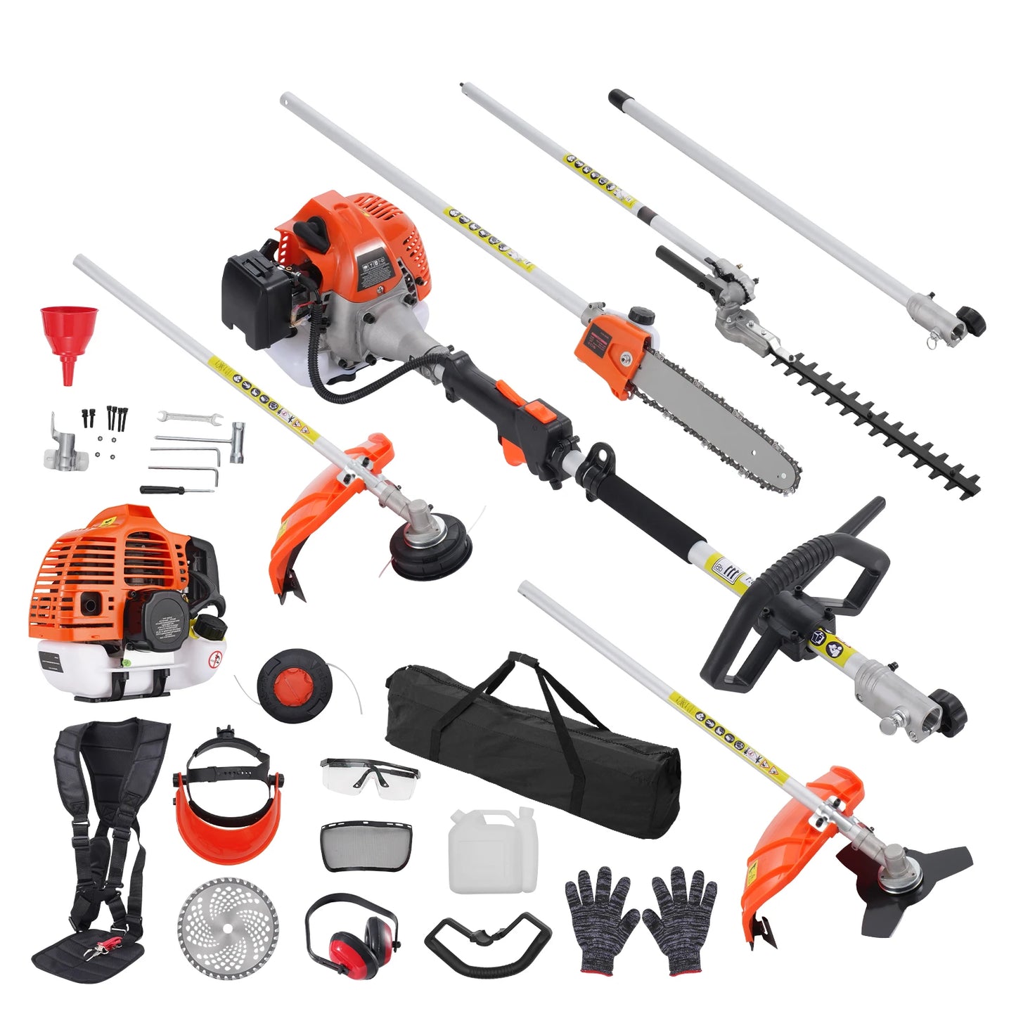 SucceBuy 33cc 6 In 1 Gas Trimmer Hedge Cutter Pole Saw Chainsaw
