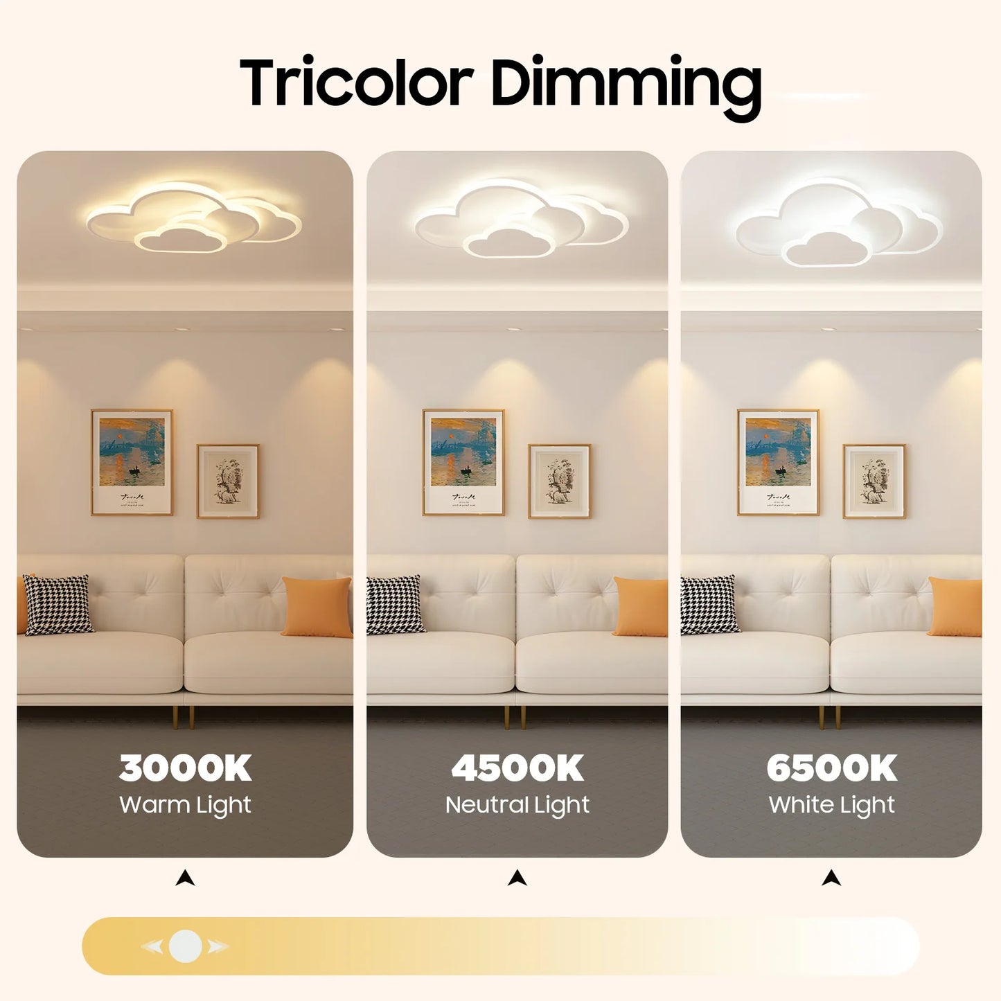 Cloud Shape LED Ceiling Light Fixture Three Color Temperatures
