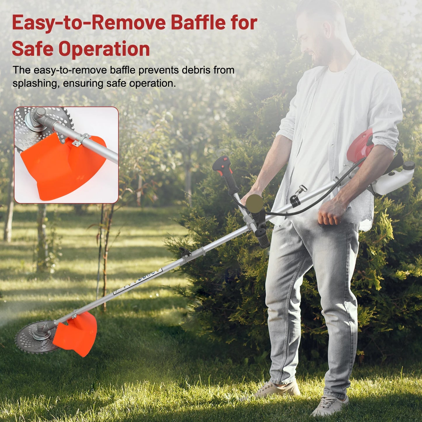Gas Powered Weed Eater 4 Detachable Trimmer Heads Straight Shaft