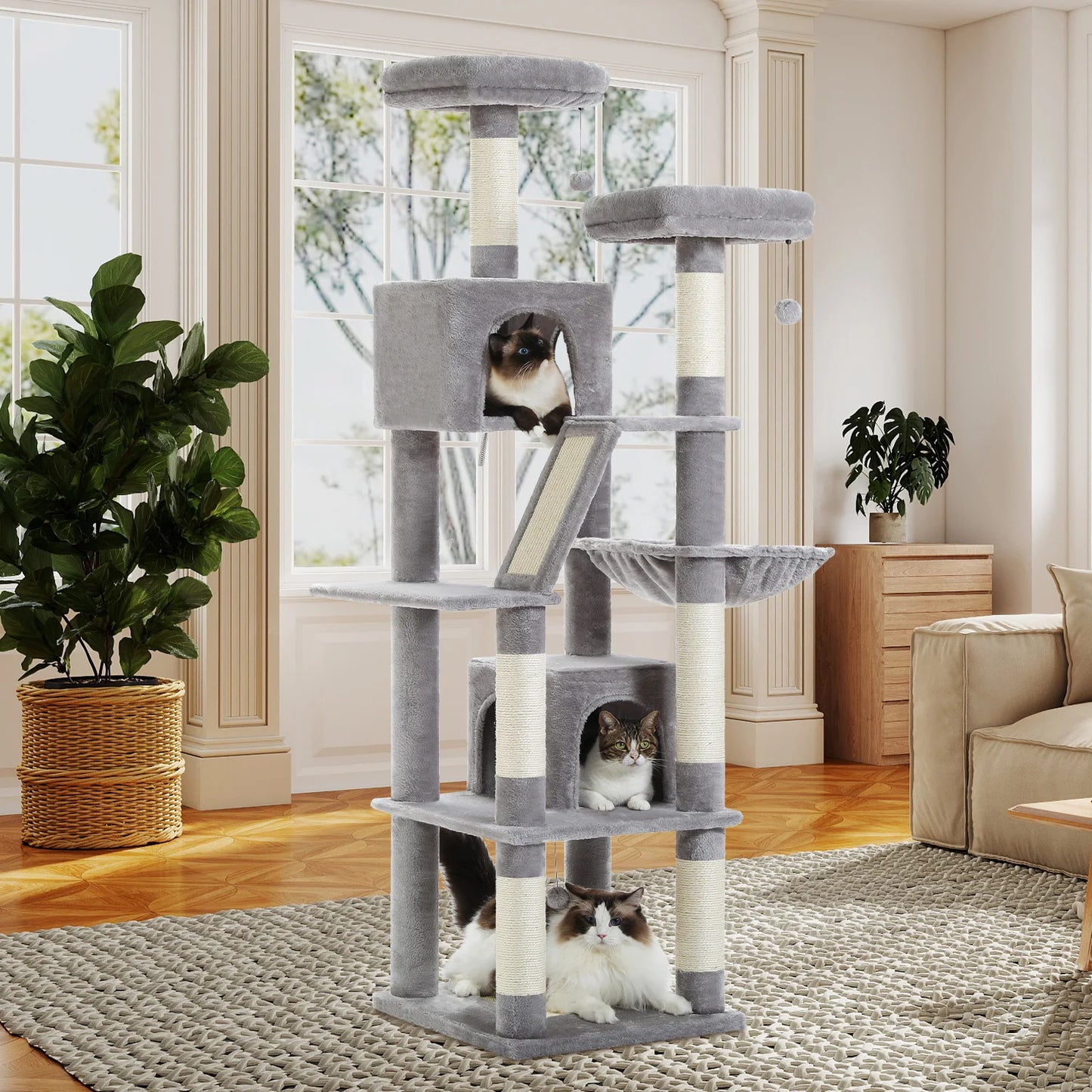 PEQULTICN Multi Level Cat Tree Tower With Condo And Hammock