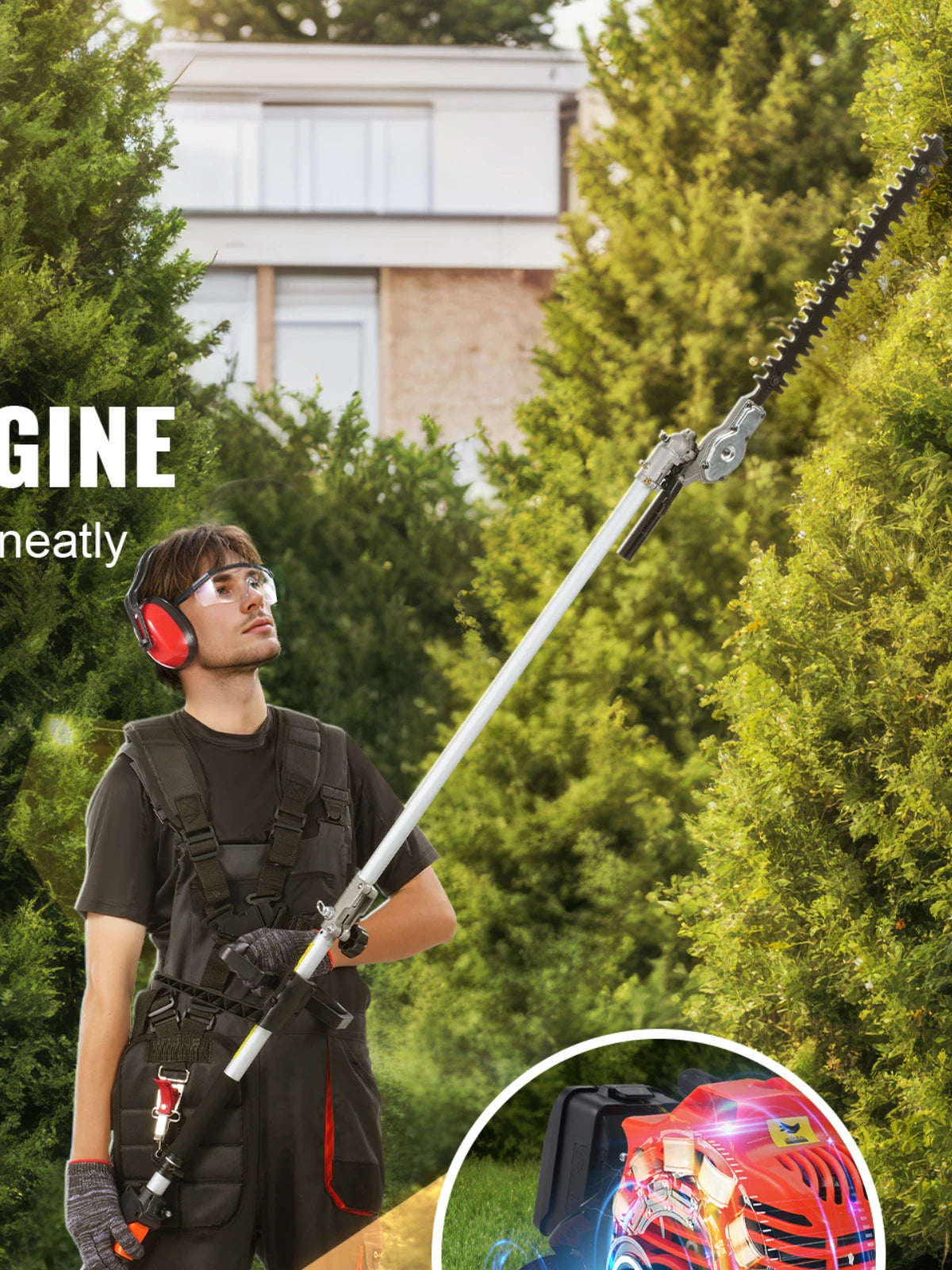 SucceBuy 33cc 6 In 1 Gas Trimmer Hedge Cutter Pole Saw Chainsaw