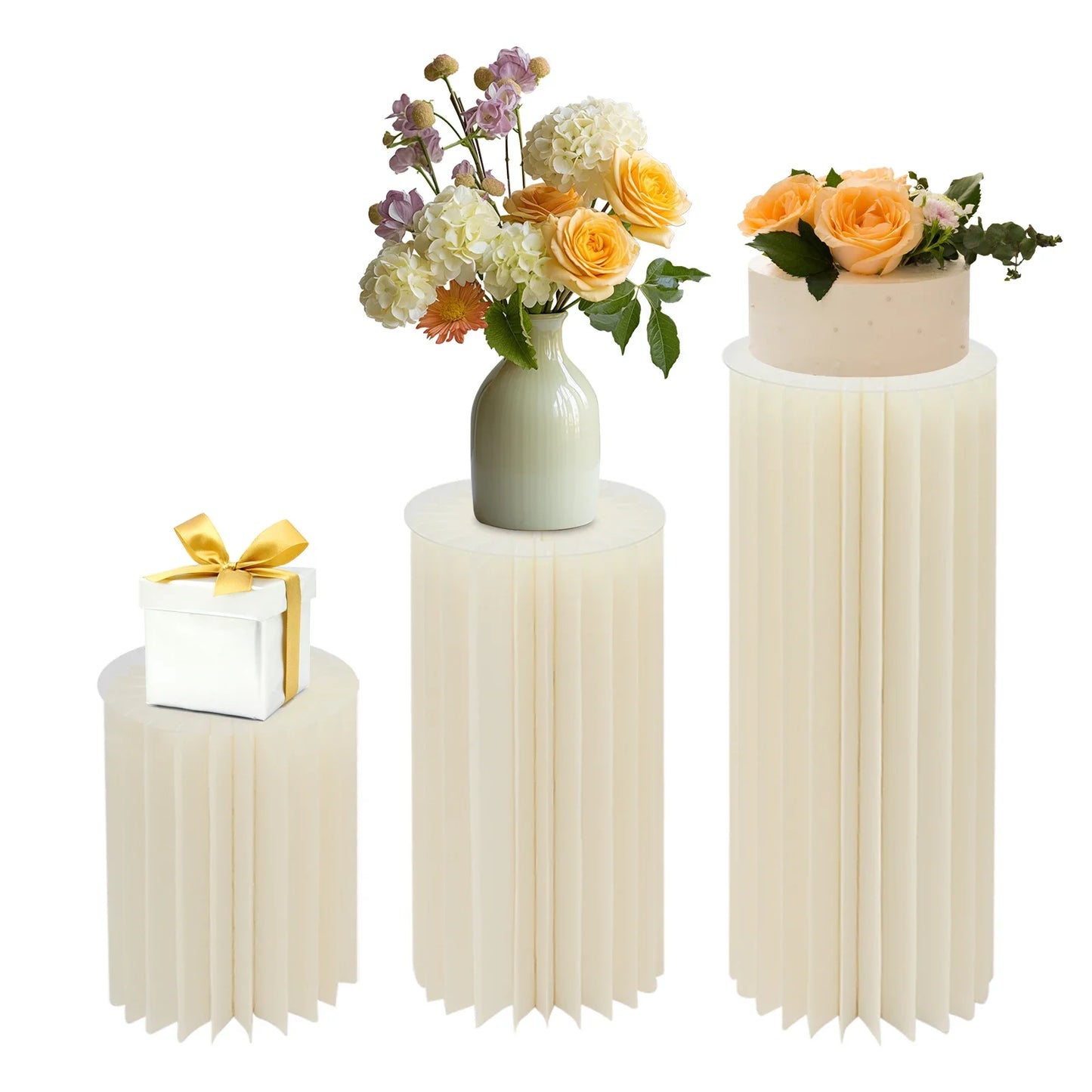 Wedding Flower Stand Cylinder Foldable Cardboard Centerpiece Display Stand