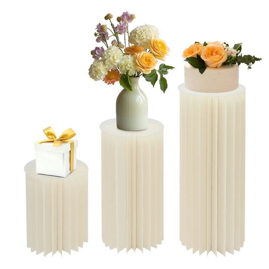 Wedding Flower Stand Cylinder Foldable Cardboard Centerpiece Display Stand