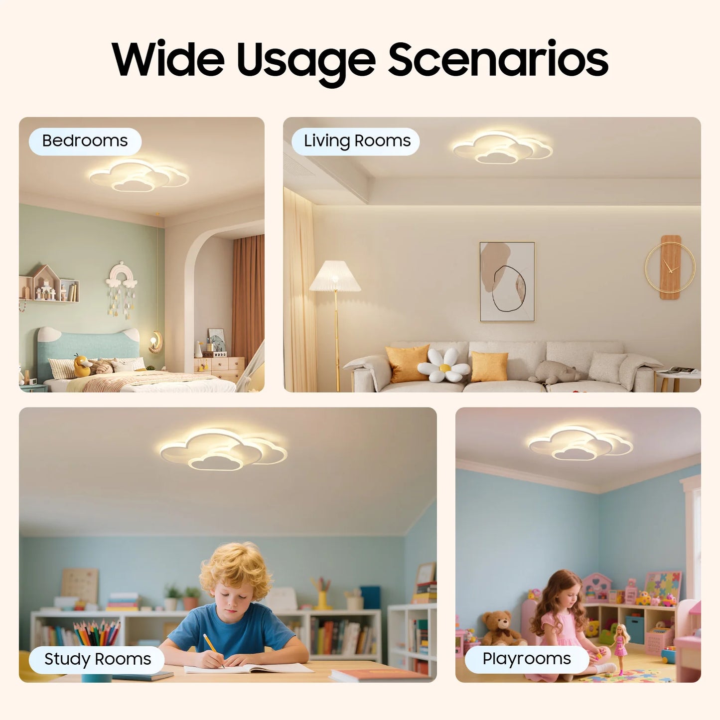 Cloud Shape LED Ceiling Light Fixture Three Color Temperatures