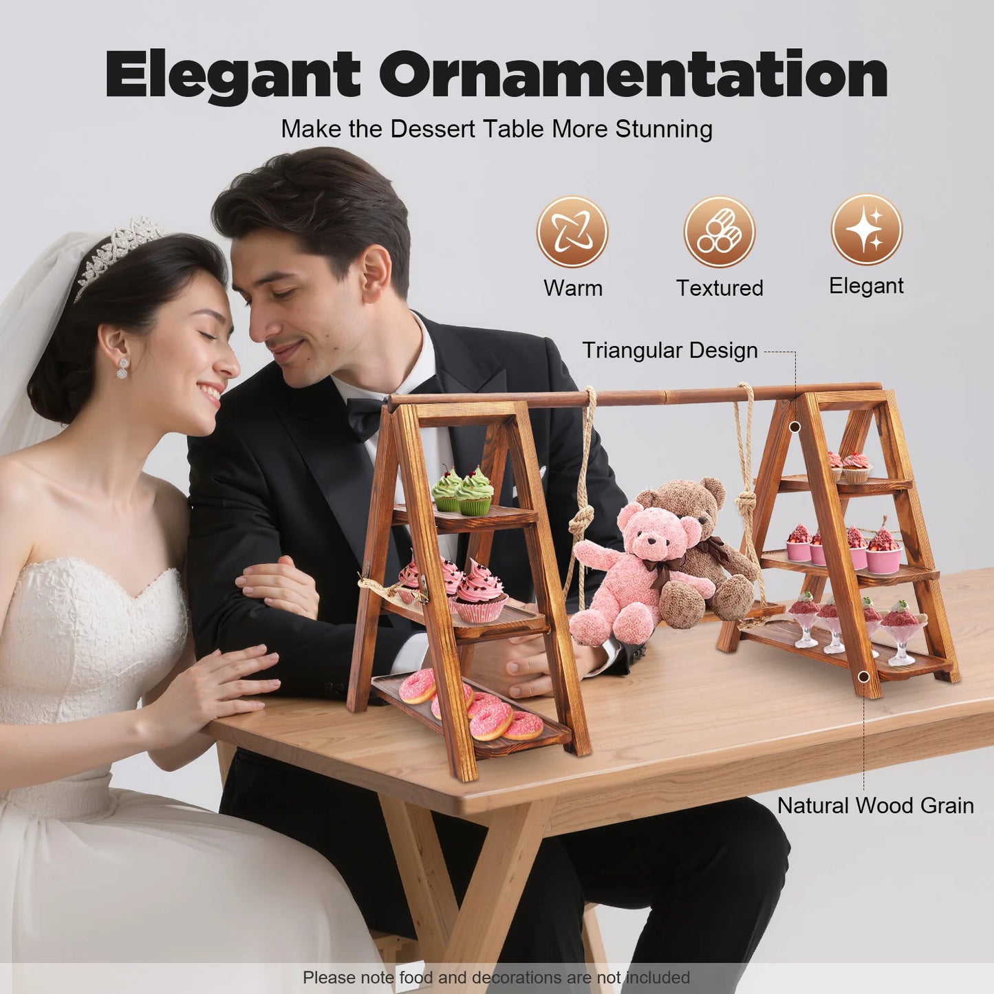 Bymaocar 3 Tier Wooden Cake Stand Wedding Dessert Serving Tray