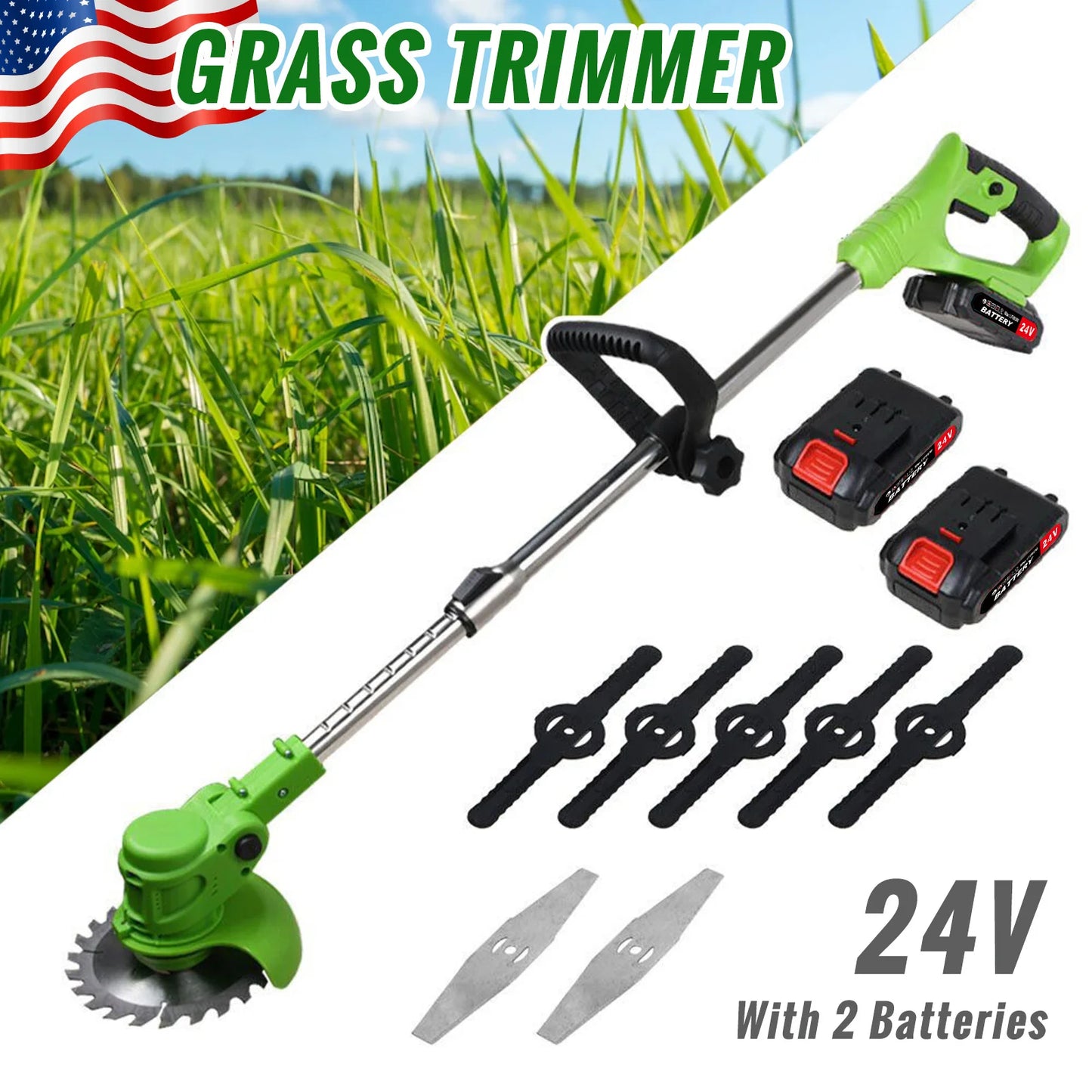 Electric Cordless Weed Trimmer Two In One Brushless String Cutter