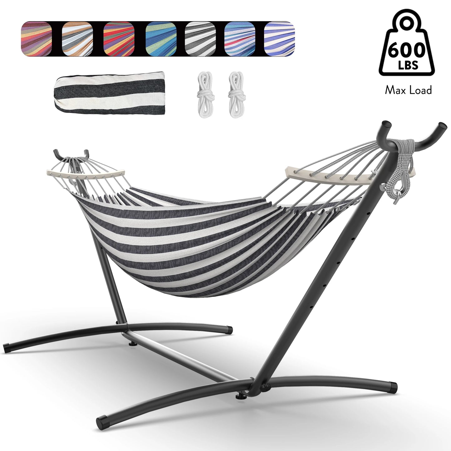 Gyroor Adjustable Stand Hammock 600lb Capacity With Storage Bag Outdoor