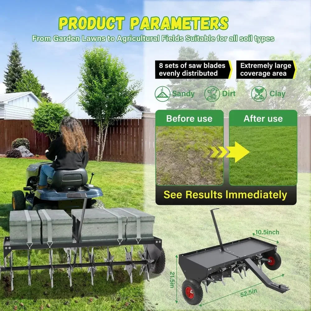 XMSJ Tow Behind Lawn Aerator With Universal Hitch 40 Tines