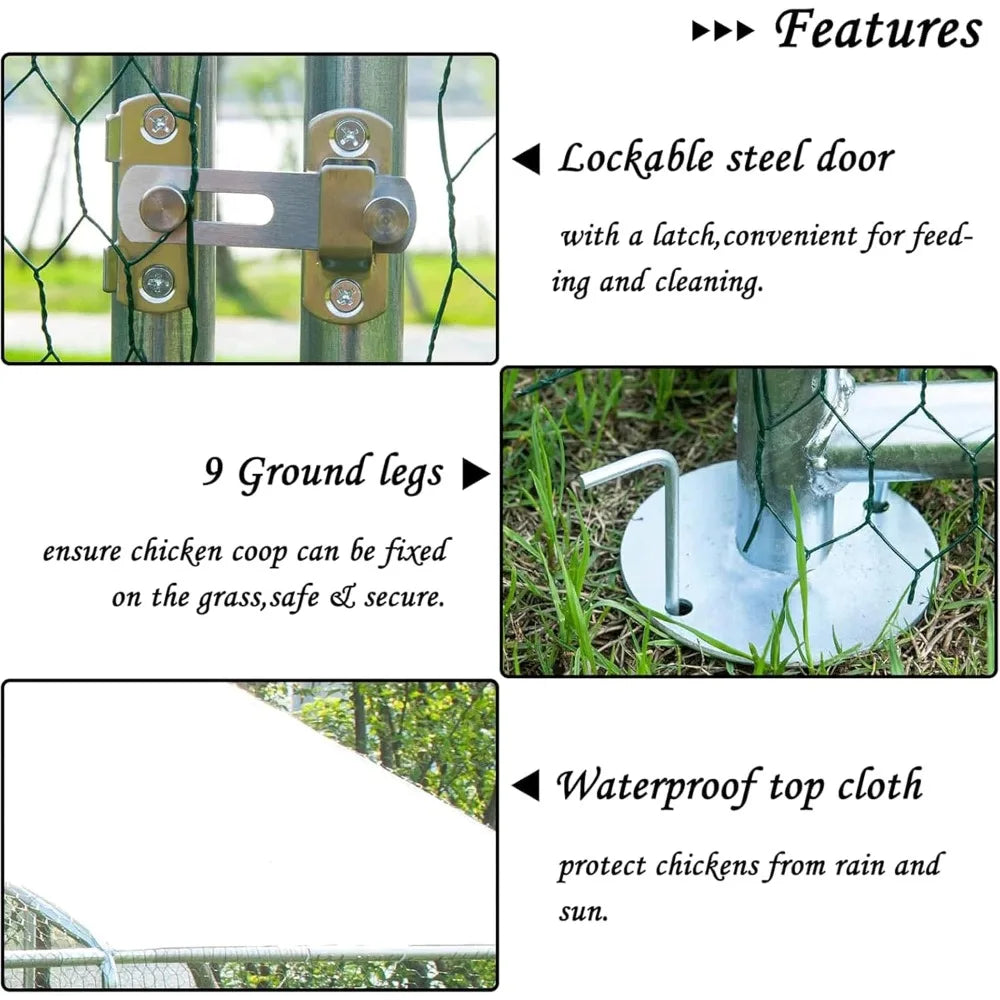 Metal Chicken Coop With Run Wire Mesh Poultry Cage