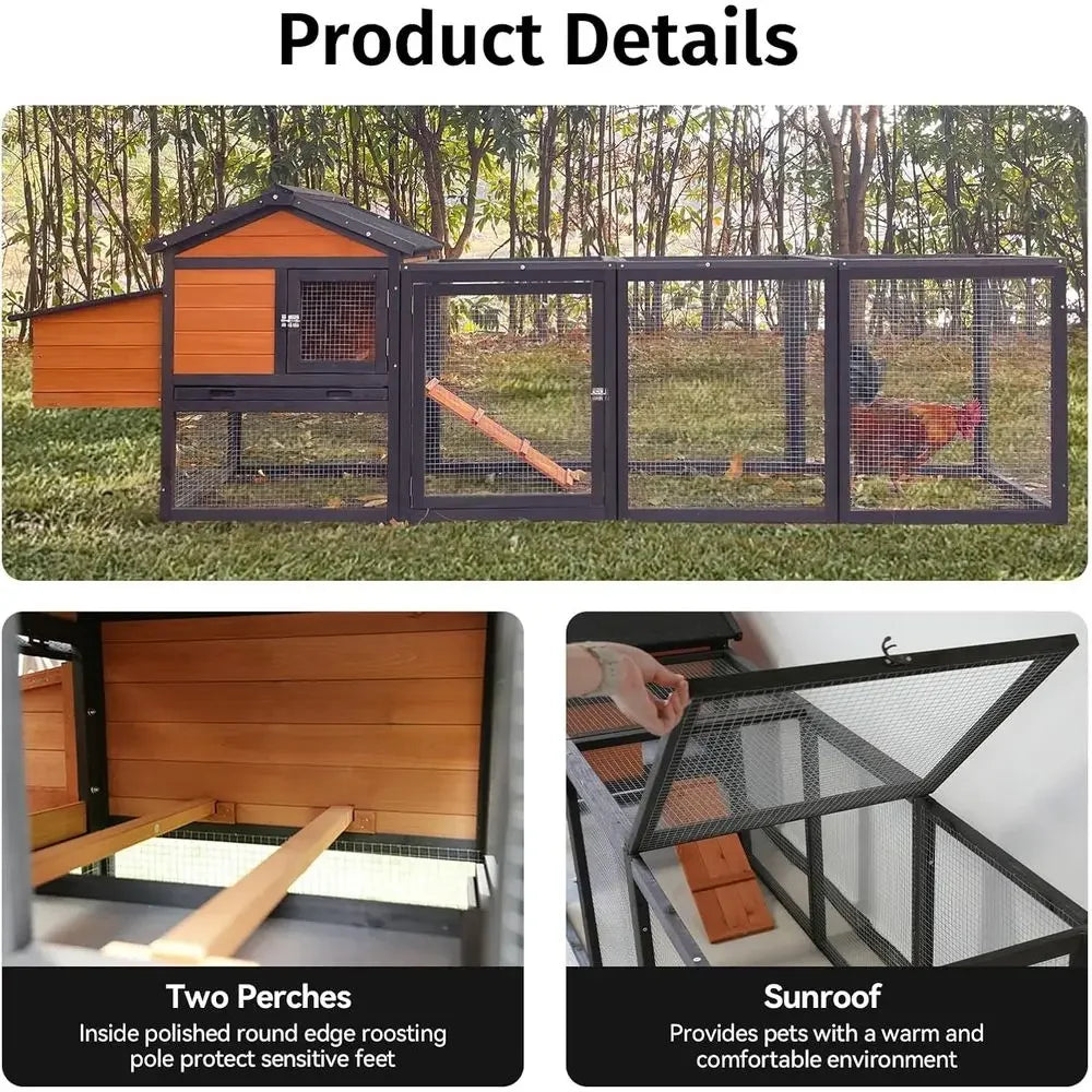 Wooden Chicken Coop With Nesting Boxes For 2 To 5 Chickens