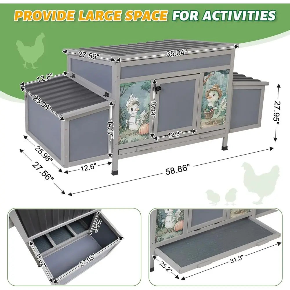 Outdoor Poultry Hutch And Hen House For Ducks And Chicks