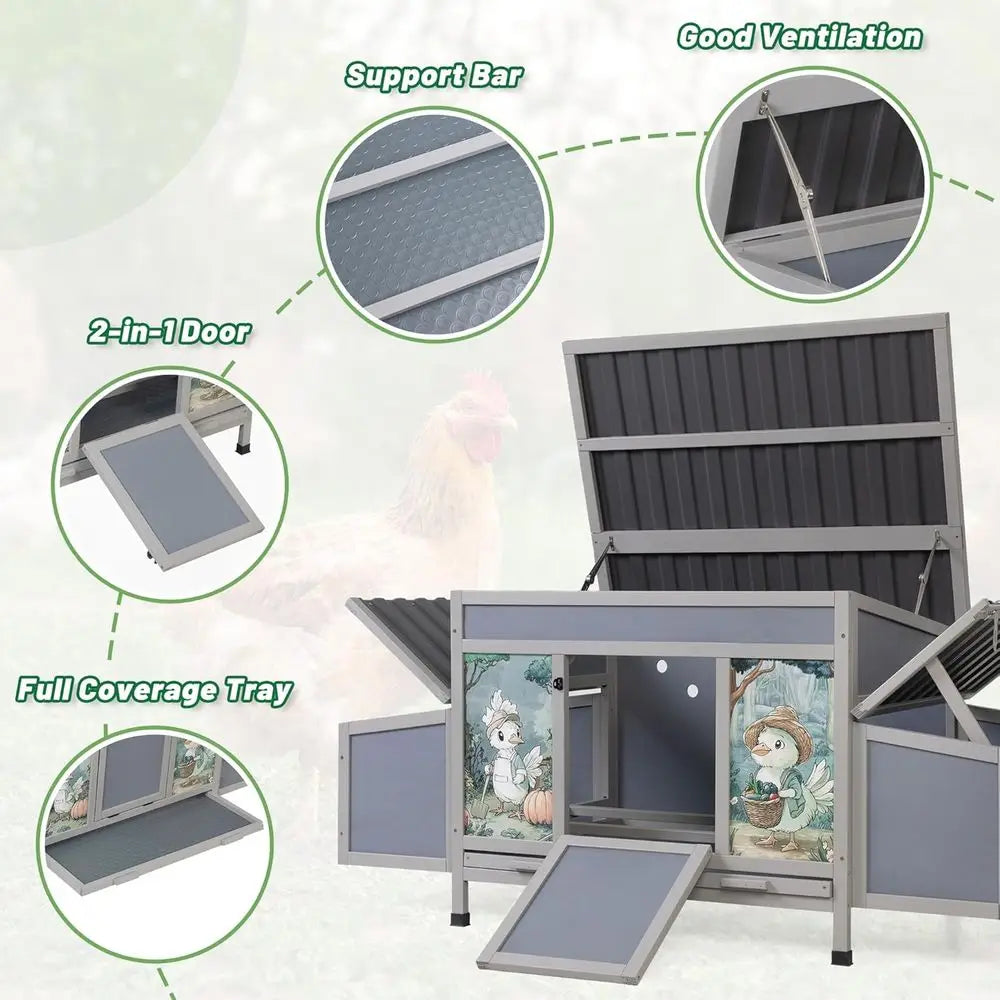 Outdoor Poultry Hutch And Hen House For Ducks And Chicks