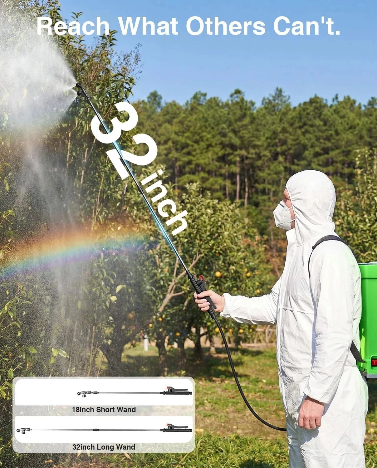TaskStar Battery Powered Backpack Sprayer With Telescopic Wand And Nozzles