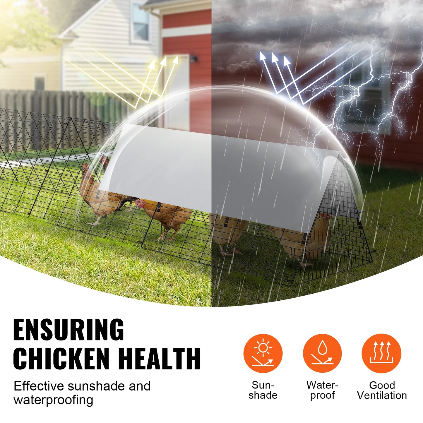 SucceBuy Chicken Tunnels 157.5 x 39.4 x 24.2 in(LxWxH) Chicken Tunnels Yard Portable Chicken Tunnels for Outside Corner Frames