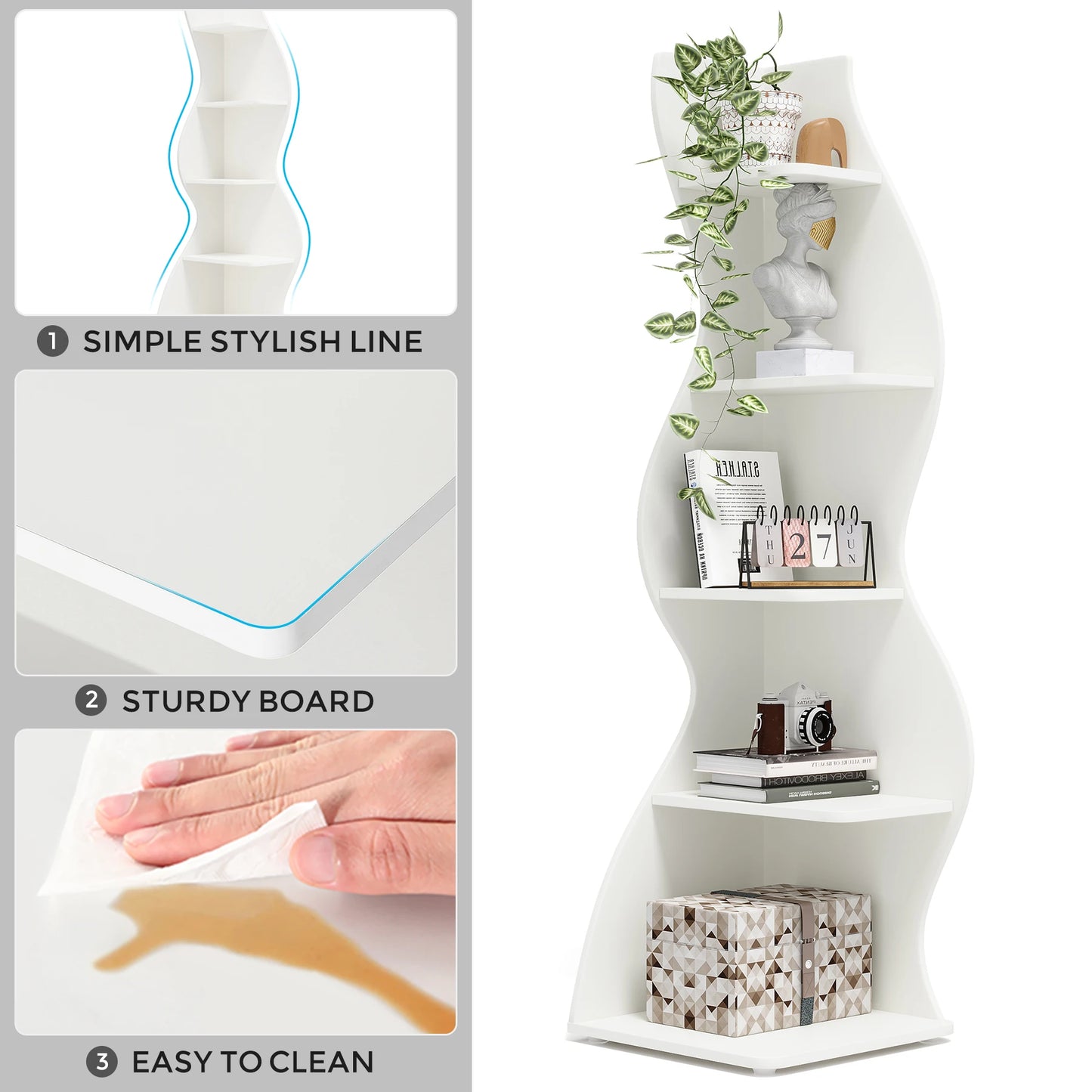 Tribesigns 5-Tier Corner Shelf Modern Wall Bookcase Plant Stand