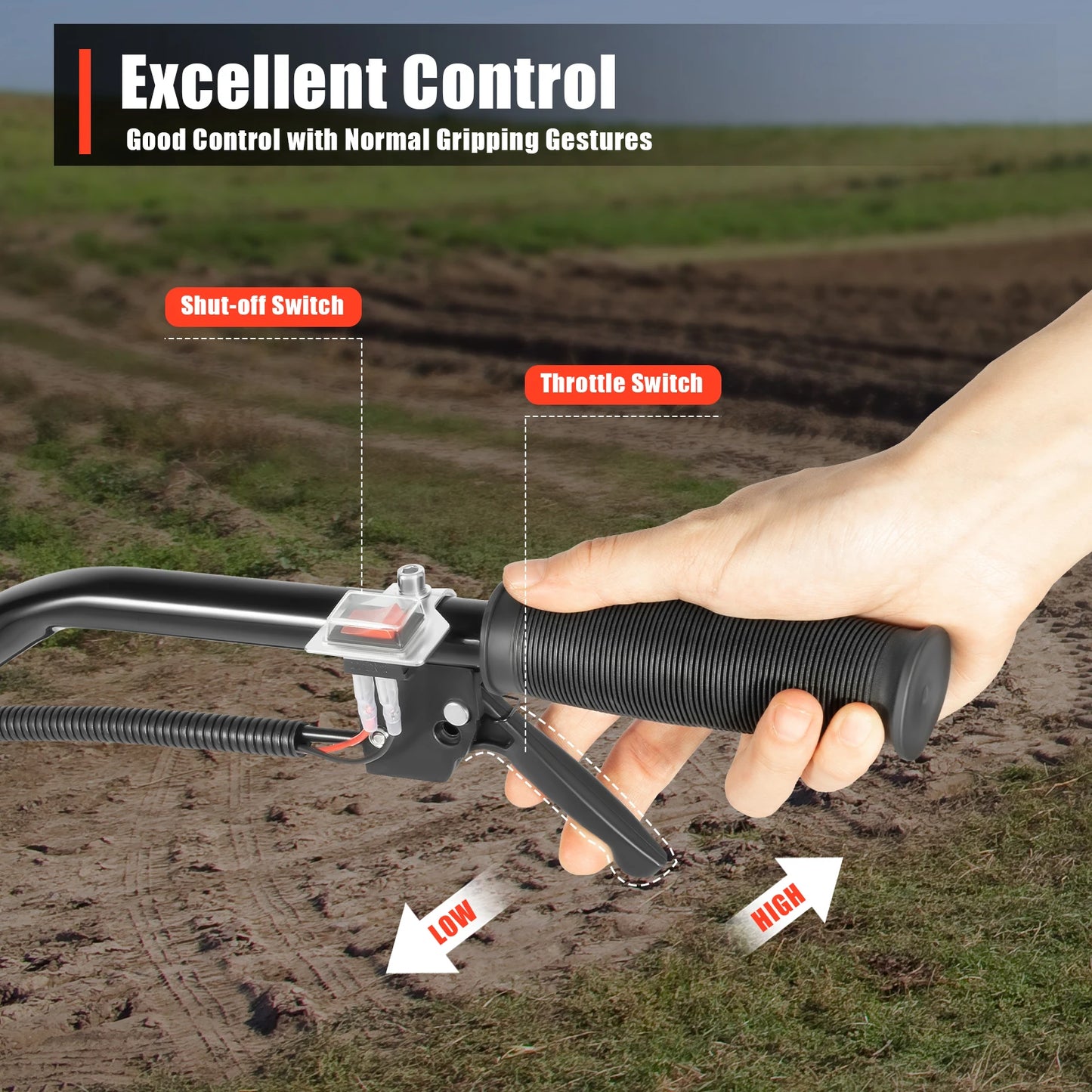 Bymaocar Gasoline Garden Tiller Cultivator 2 Stroke