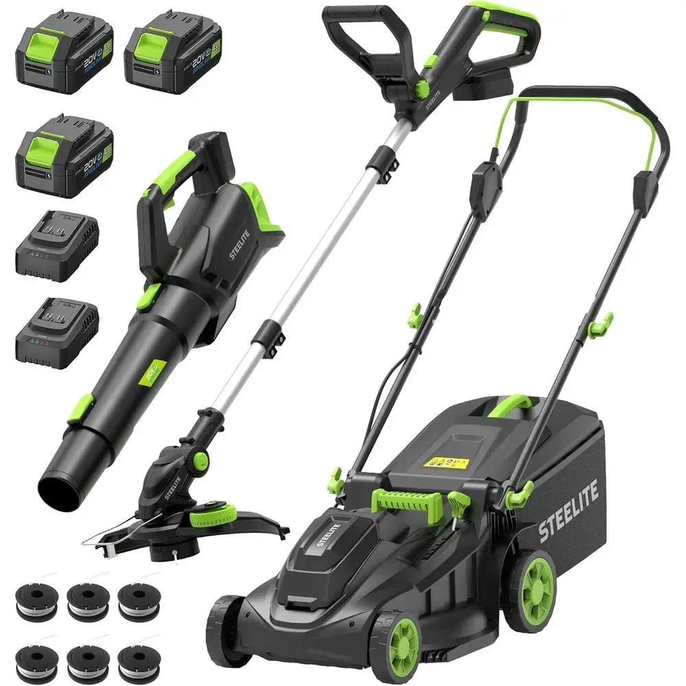 Cordless 3in1 Lawn Mower Trimmer Leaf Blower Combo Kit