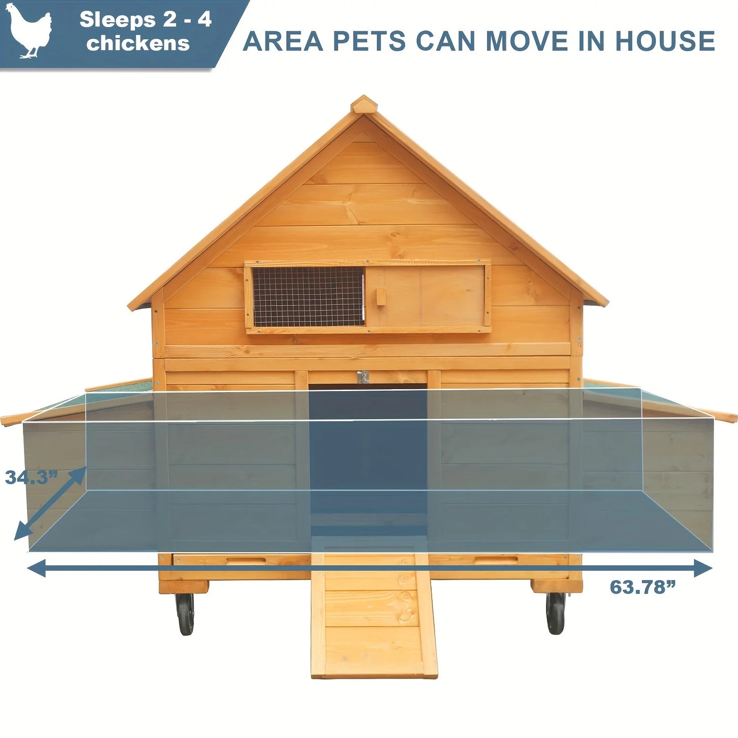 Movable Chicken Coop On Wheels For 6 To 8 Chickens