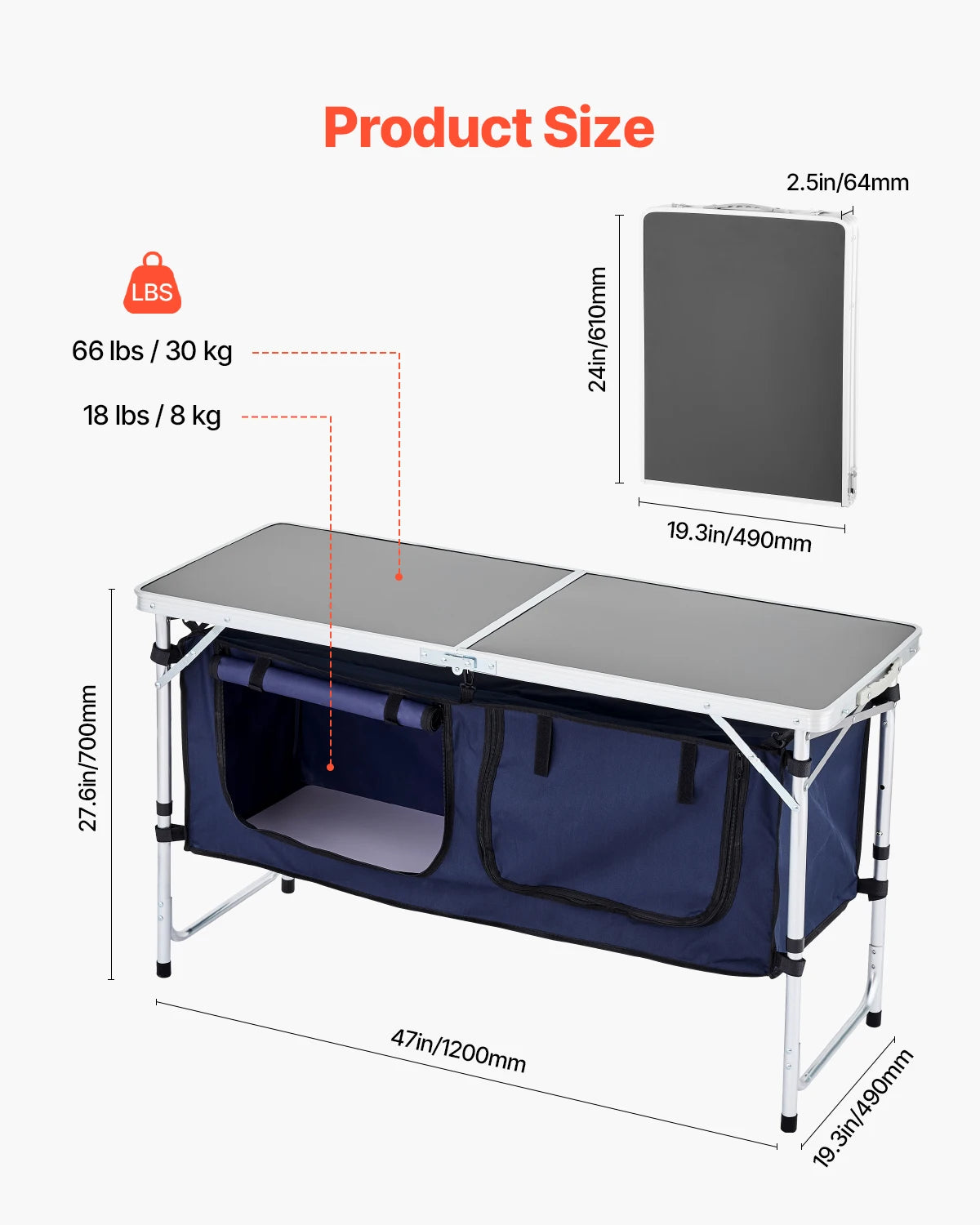 SucceBuy Folding Camping Kitchen Table Aluminum Portable Outdoor Cooking Station