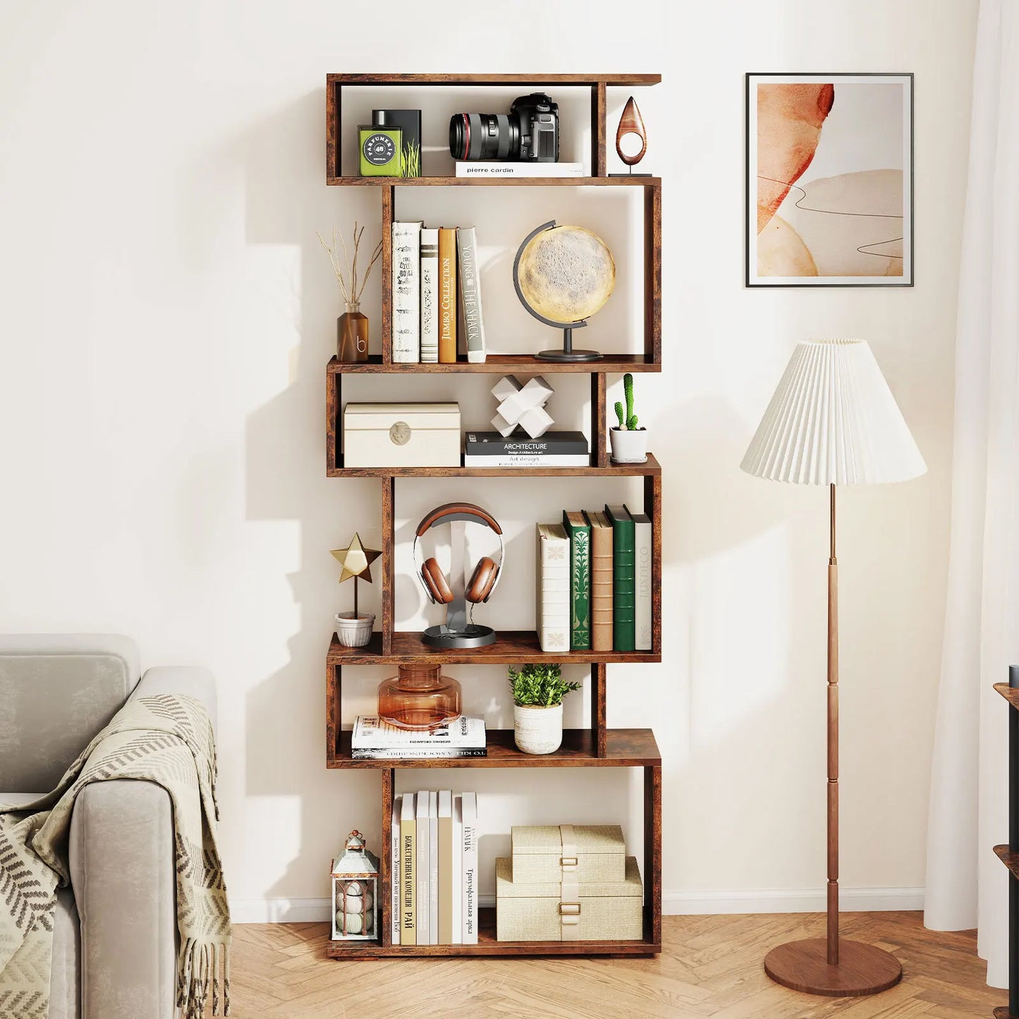 Homasis 6 Tier S Shaped Geometric Bookshelf Anti Toppling Kit