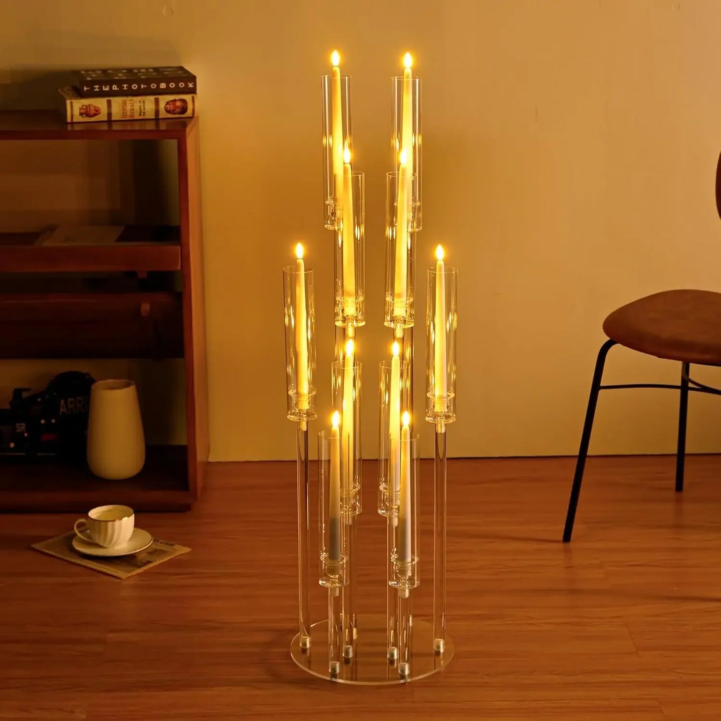 VINCIGANT 10 Arm Acrylic Candelabra Candle Holder For Wedding Tables