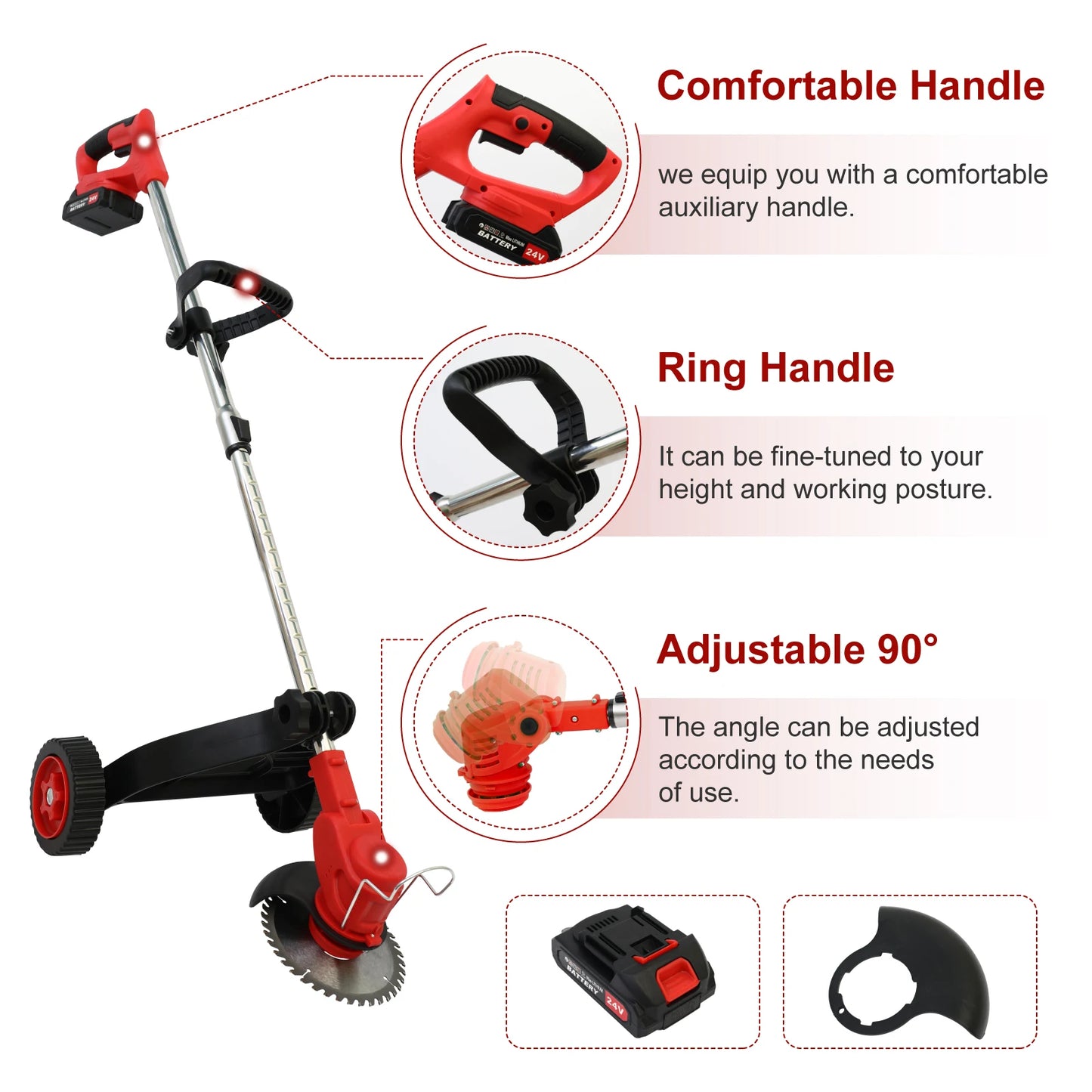 Cordless Weed Trimmer Edger 21V Lithium Battery Included