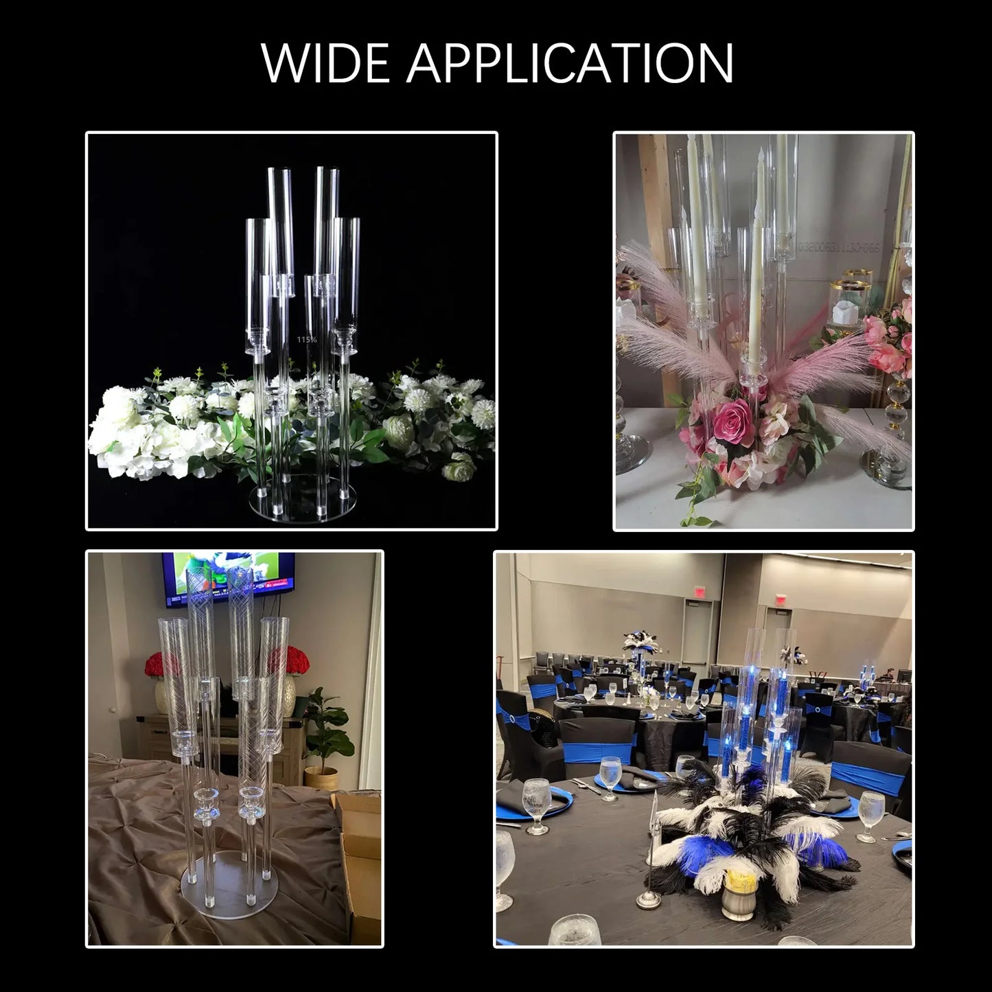 VINCIGANT 6 Arm Acrylic Candelabra Taper Candle Holder For Wedding