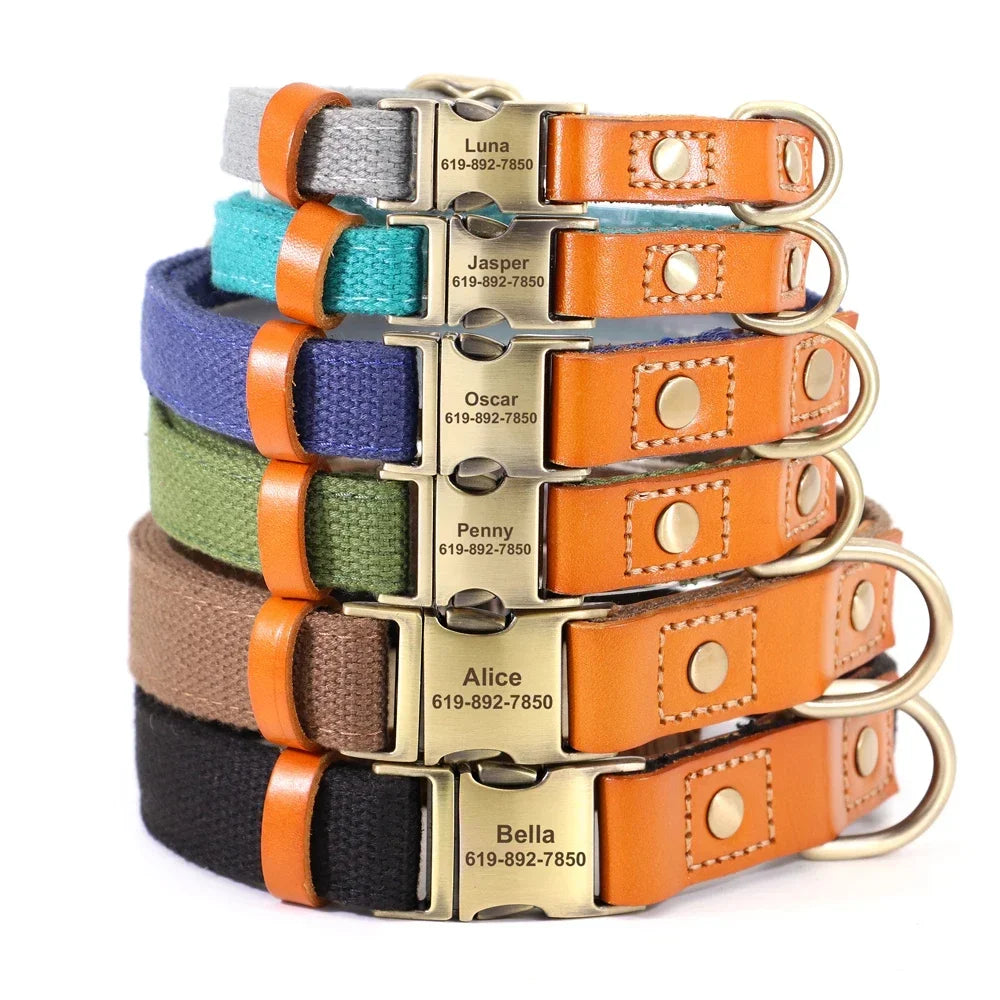 Pet Artist Personalized Nylon Dog Collar Leash Set Engraving
