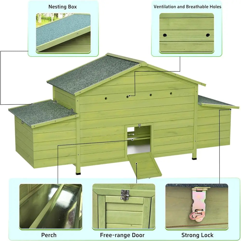 Wooden Chicken Tractor With 2 Nesting Boxes Outdoor Coop