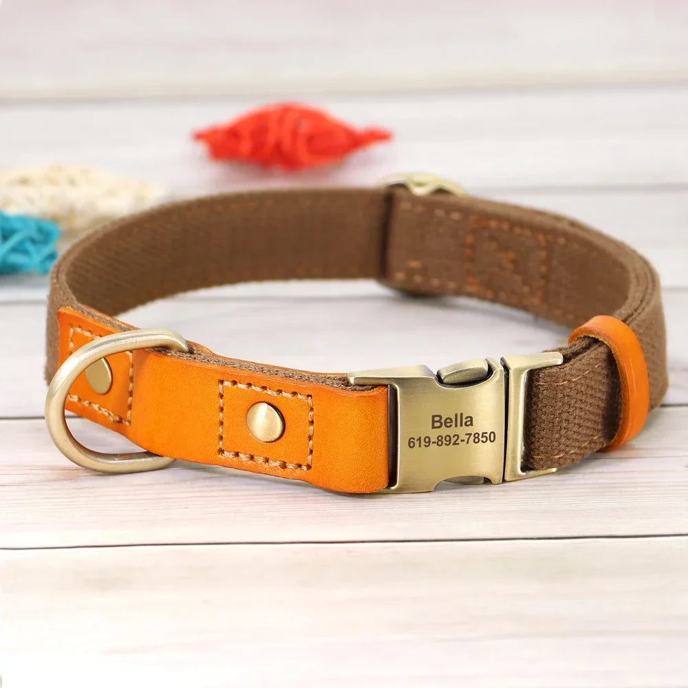 Pet Artist Personalized Nylon Dog Collar Leash Set Engraving