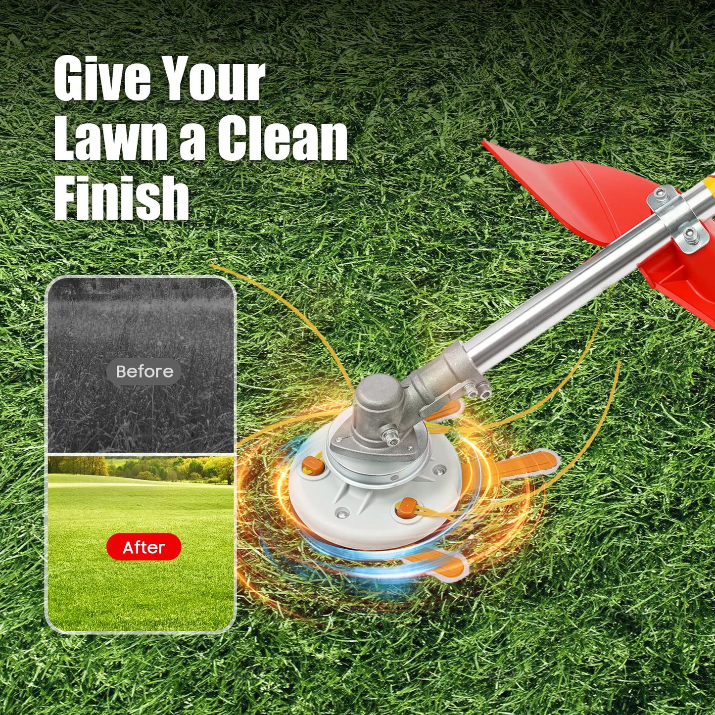 Bymaocar 26cc Gas Powered Lawn Trimmer Dual Blade Weed Wacker