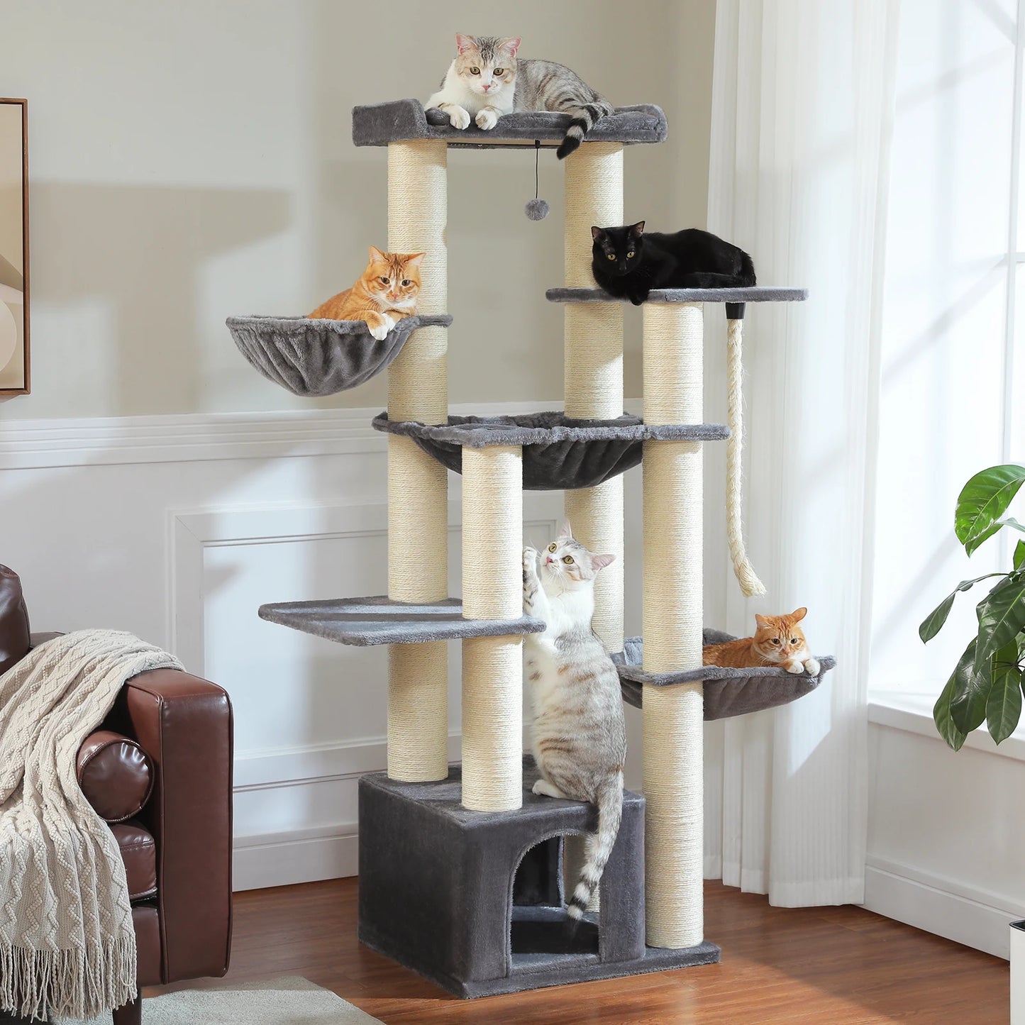 PAWZ Road Cat Tree Tower With Hammock And Multiple Levels