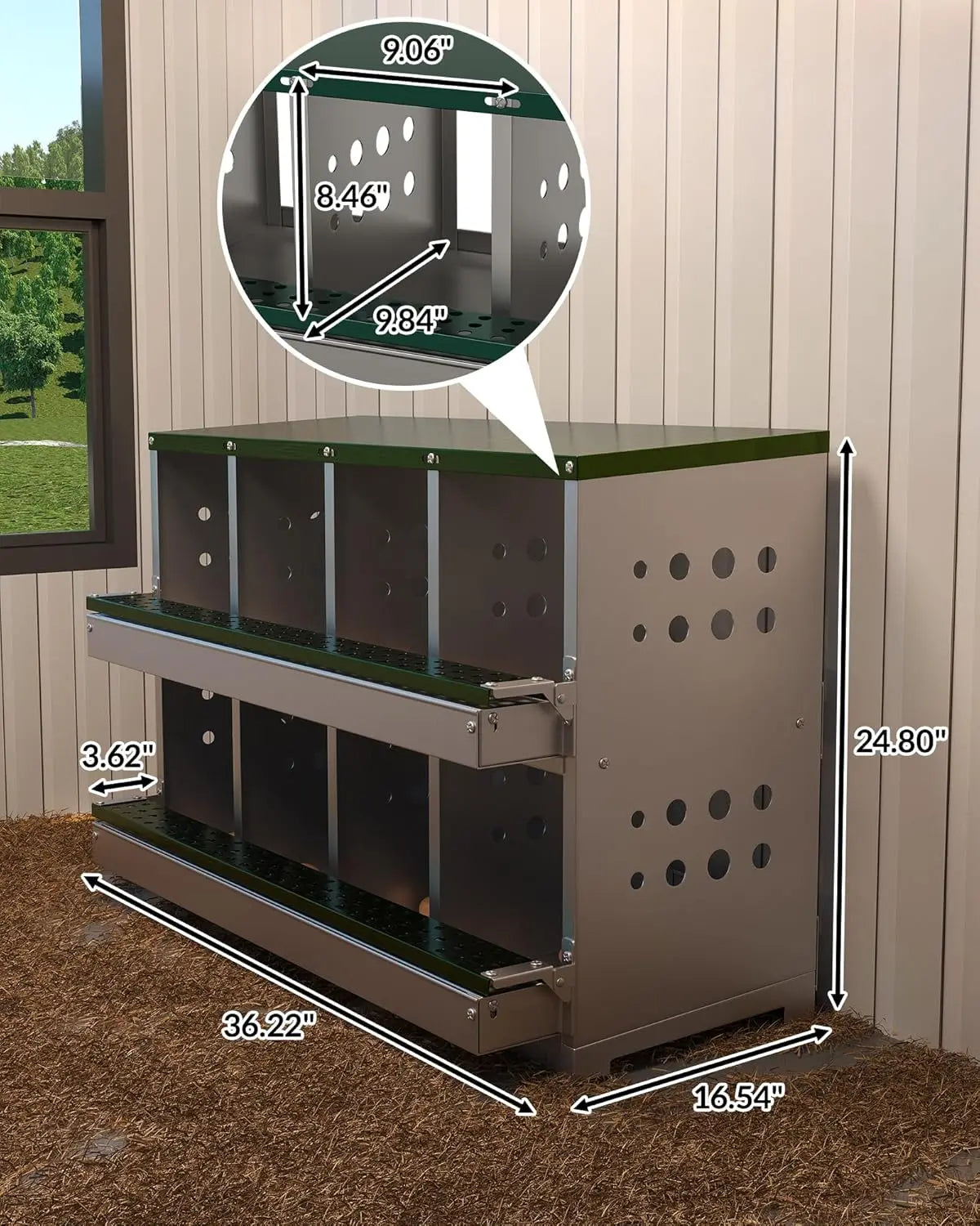 TWISTER.CK Metal Chicken Coop Nesting Box Multi Compartment Ventilated