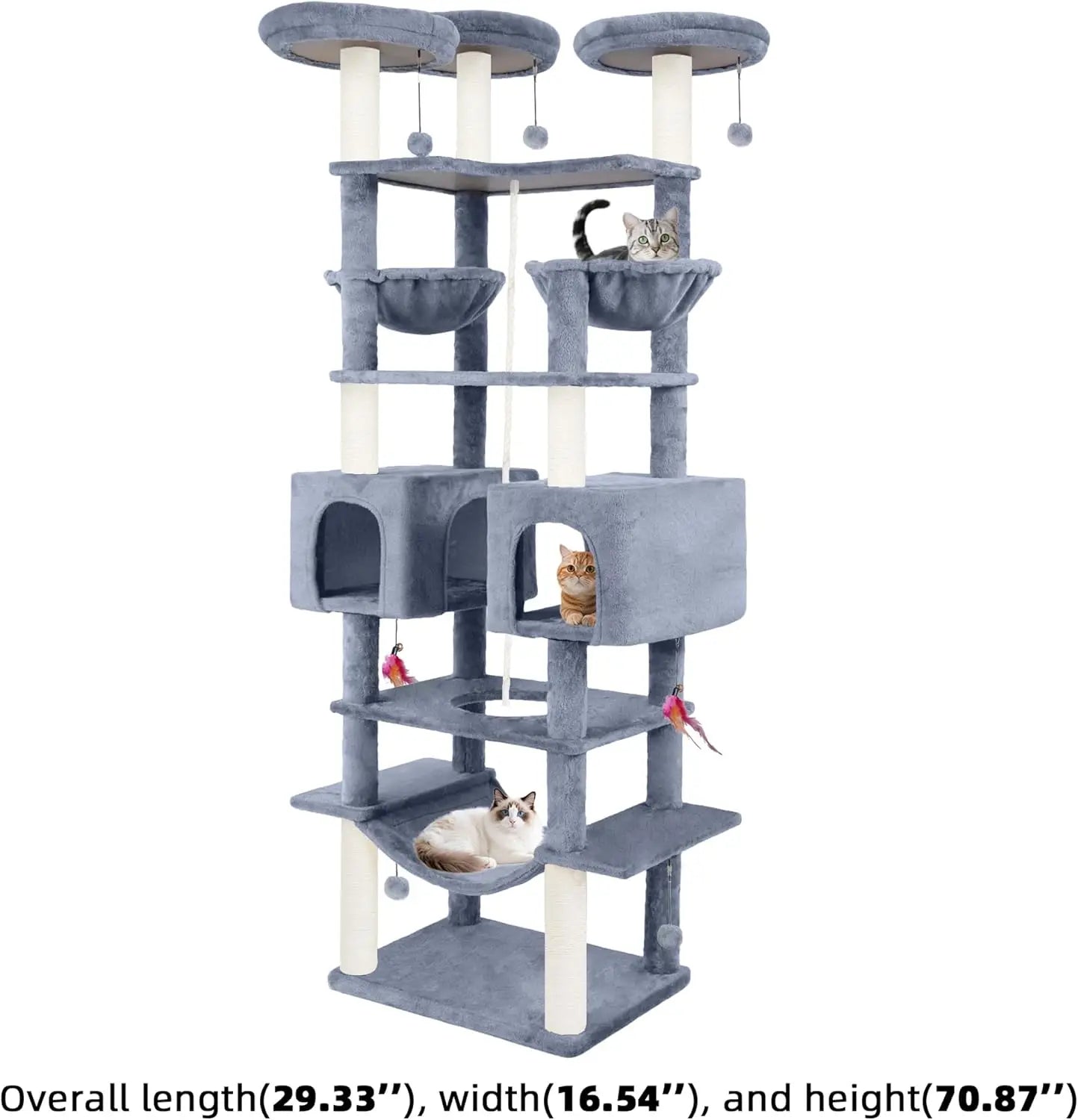Three-Tier Cat Tree Tower With Hammock And Condos Indoor