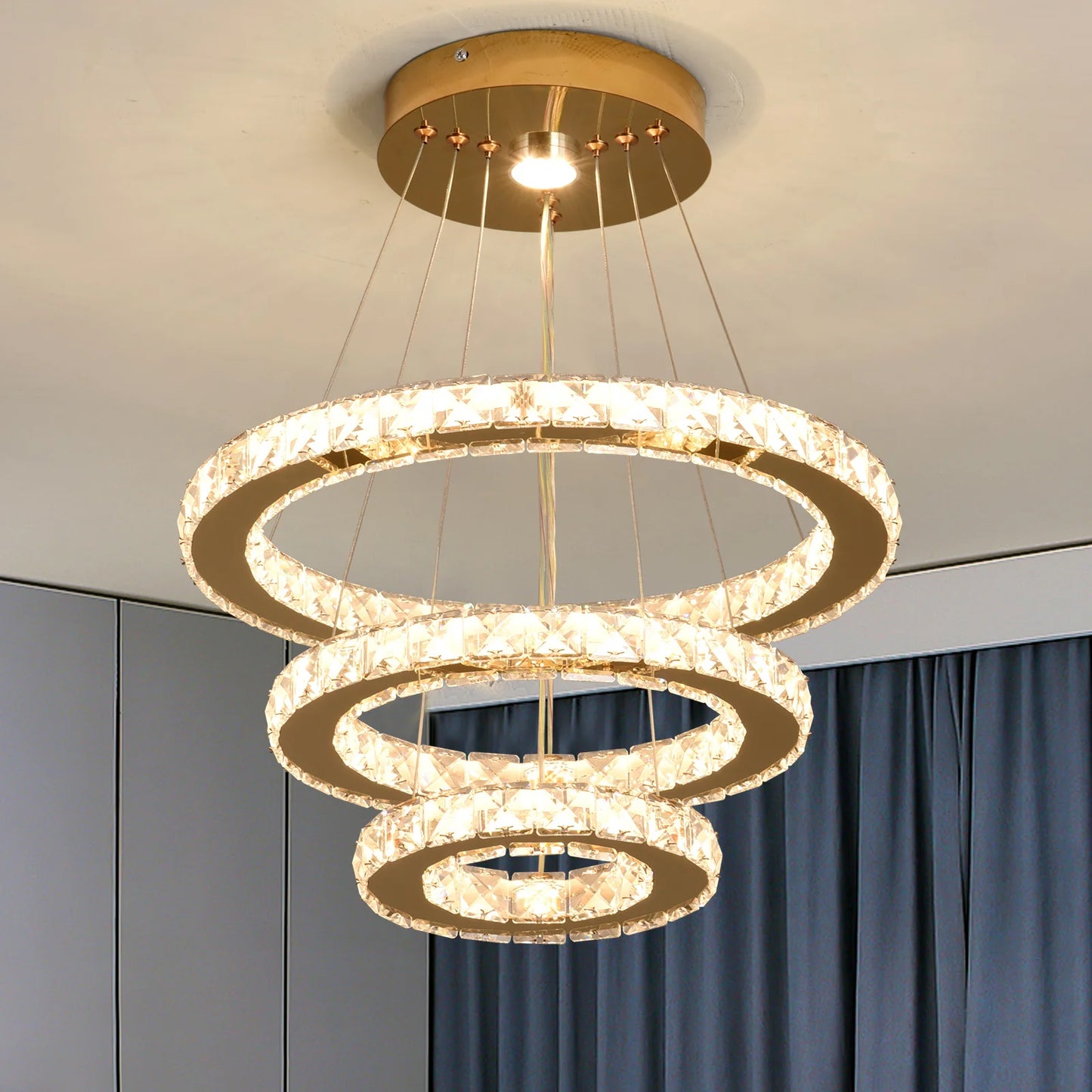 VETRULUS Crystal LED Chandelier for Hall Living Room Ceiling Light