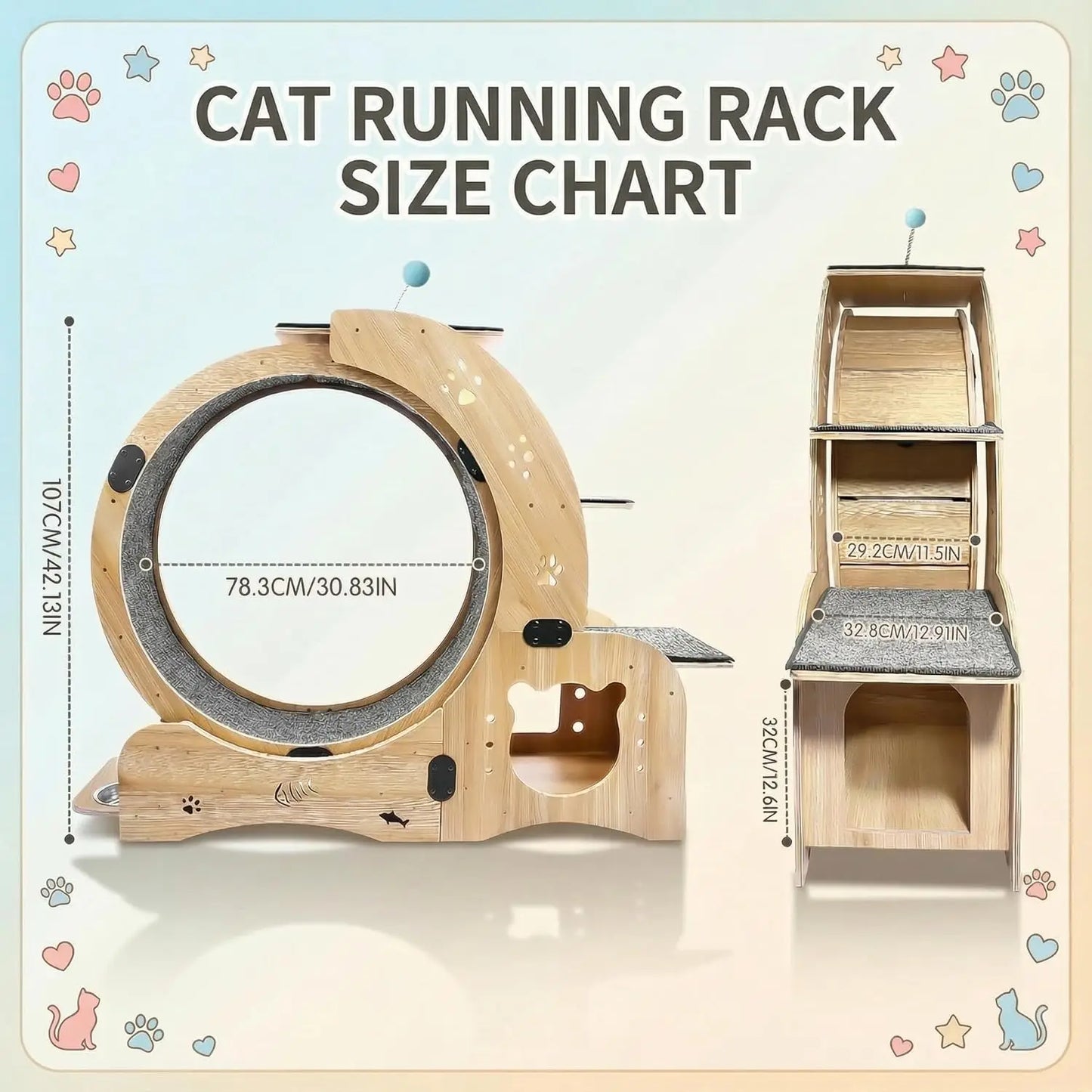 6-in-1 Cat Wheel Treadmill With Built-In House Bowl Scratching