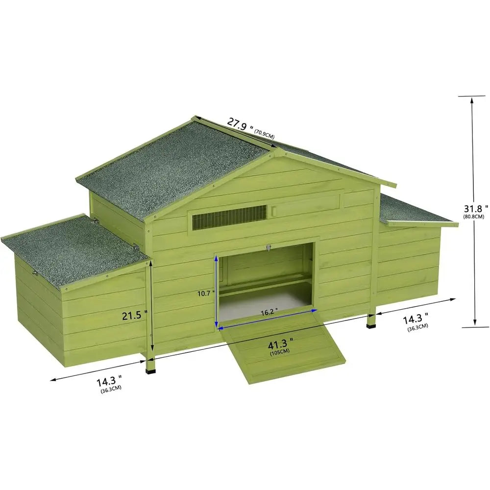 Wooden Chicken Tractor With 2 Nesting Boxes Outdoor Coop