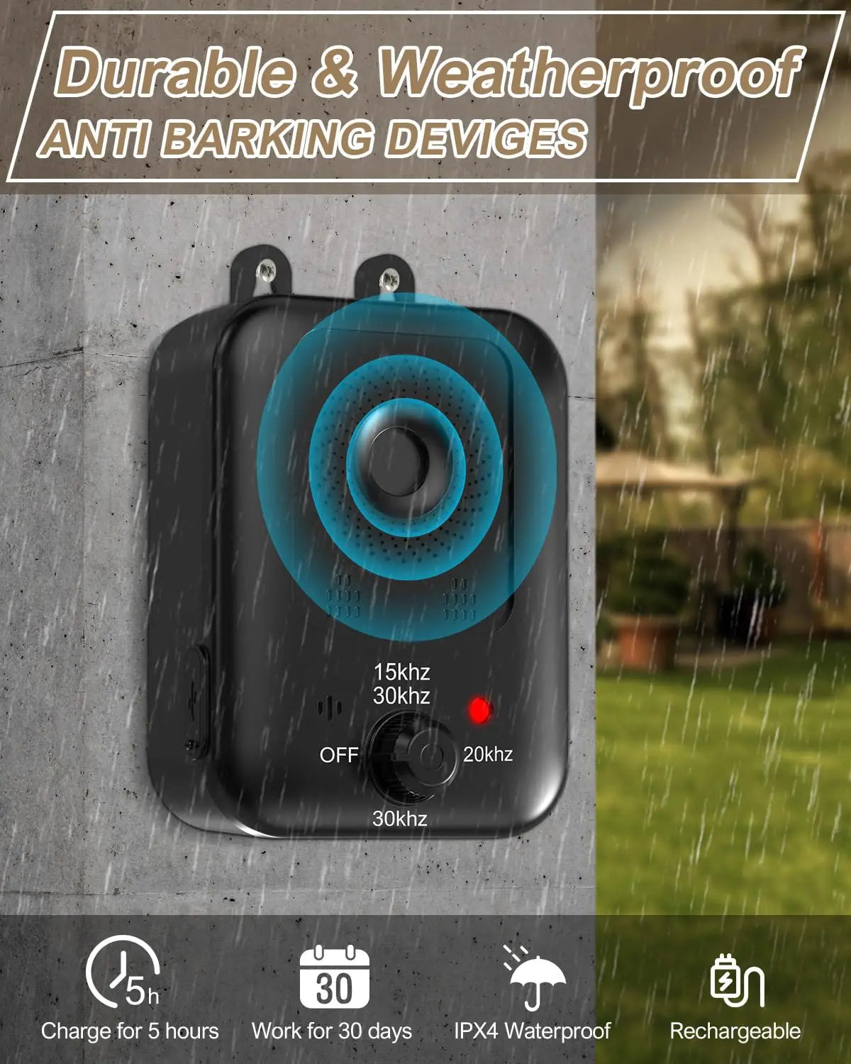 Ultrasonic Bark Deterrent For Dogs Rechargeable Indoor Outdoor Use