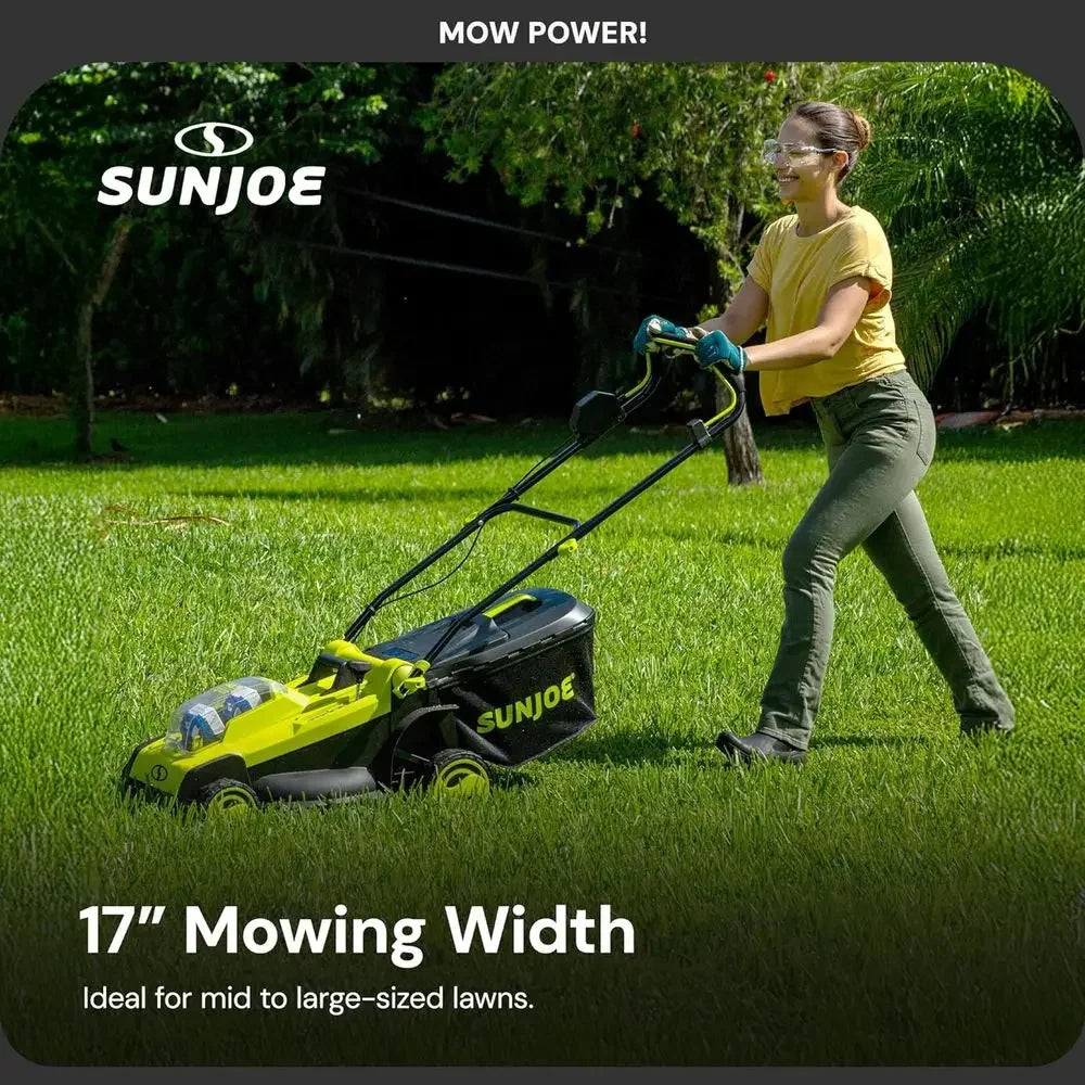 Cordless Lawn Mower With 6 Position Height Adjustment And Bag