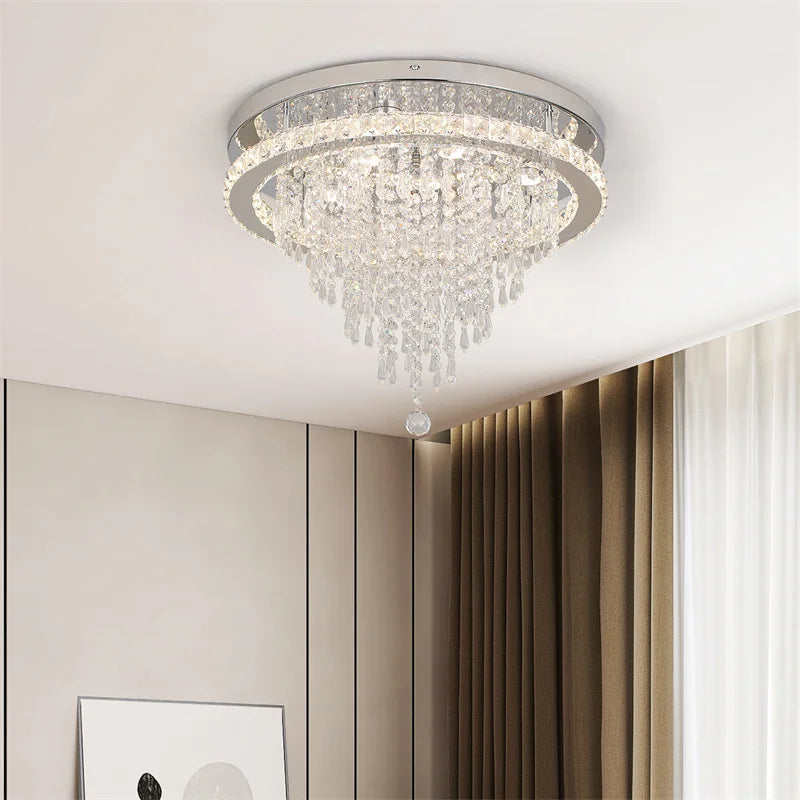 VETRULUS Crystal LED Chandelier Pendant Light With Remote Control