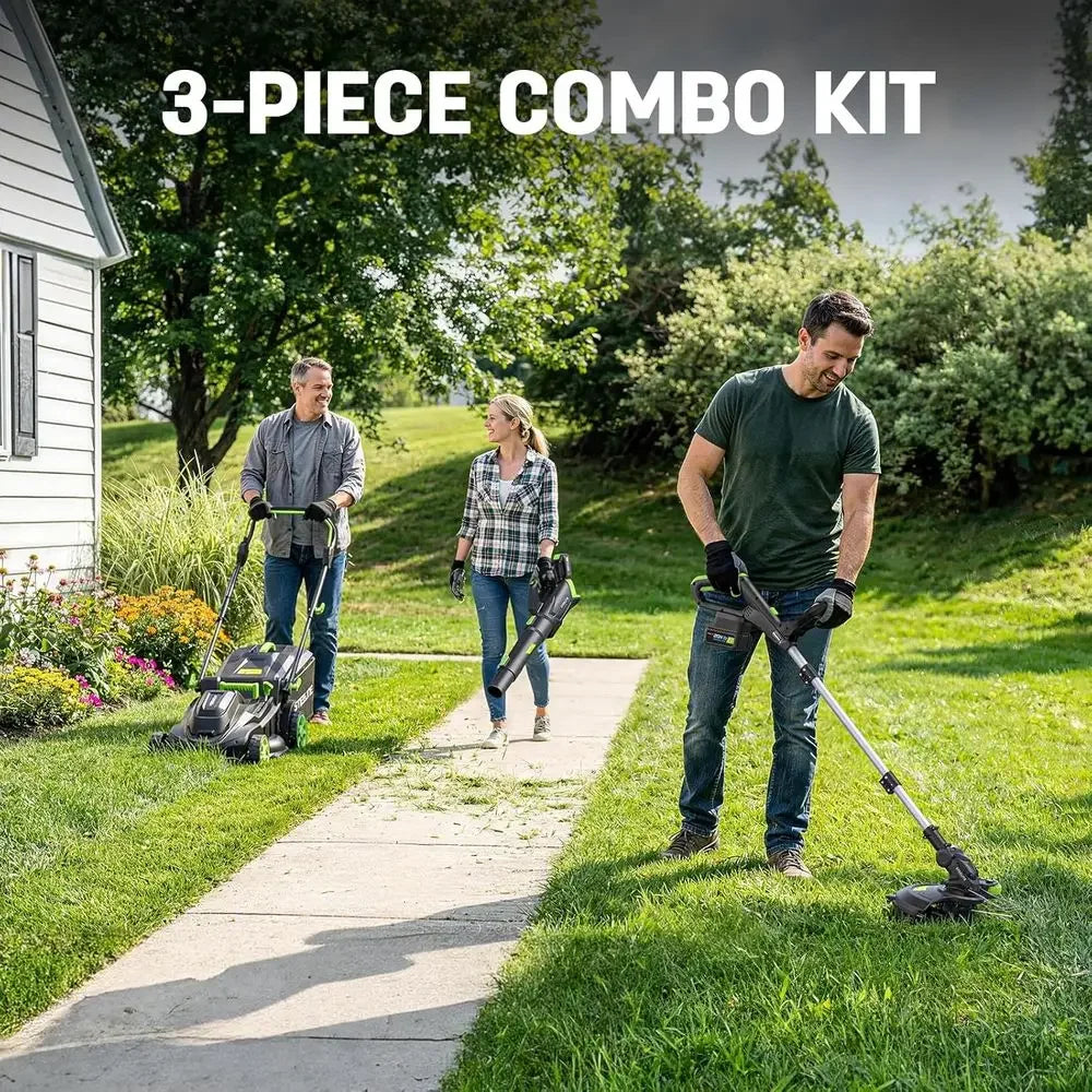 Cordless 3in1 Lawn Mower Trimmer Leaf Blower Combo Kit