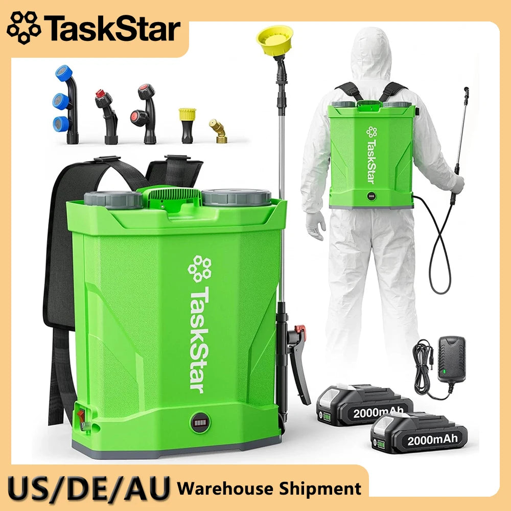 TaskStar Cordless Backpack Sprayer With Dual 2000mAh Batteries 100 PSI