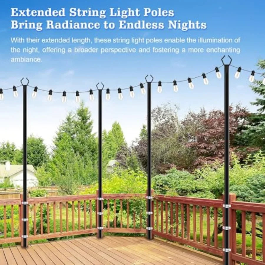 Metal Outdoor String Light Poles With Fork Stand For Patio