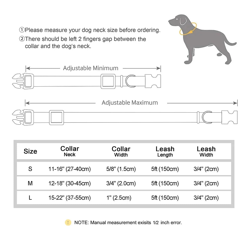 Pet Artist Personalized Nylon Dog Collar Leash Set Engraving
