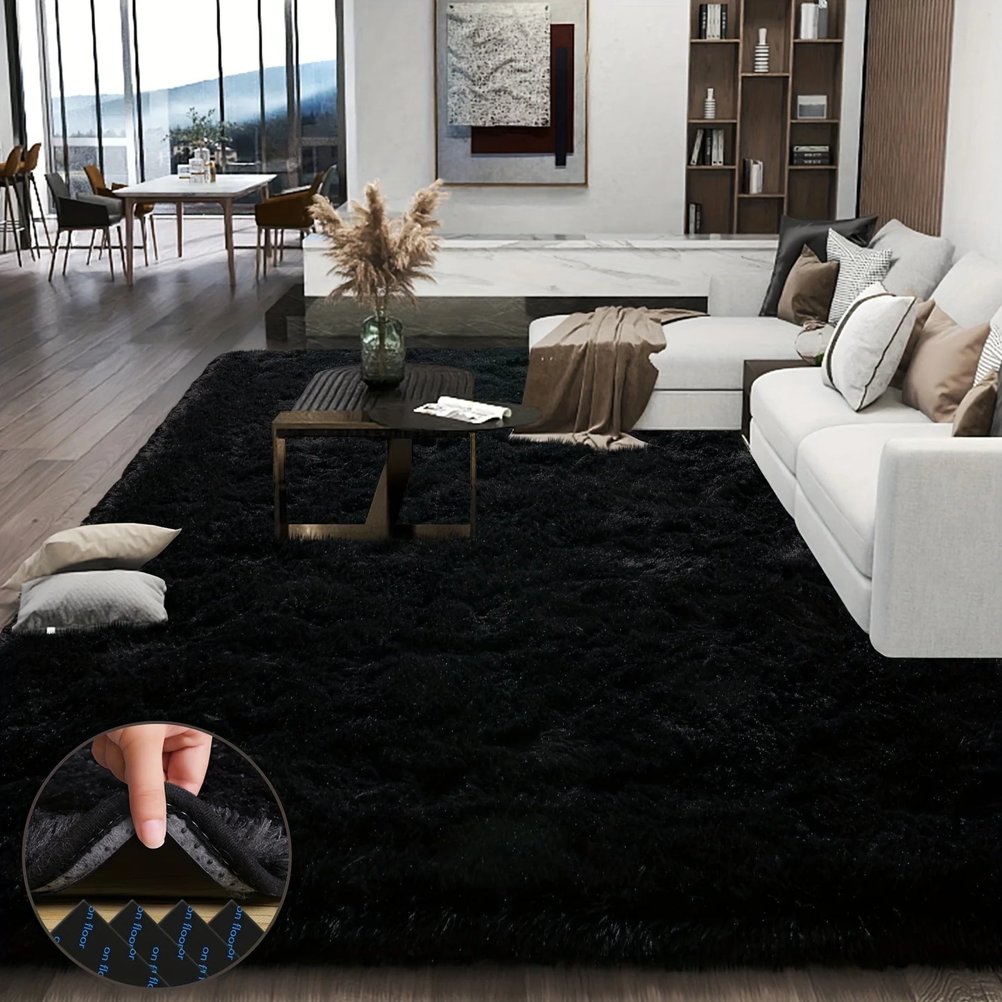 Lux Plush Area Rug With Geometric Pattern 100 Percent Polyester